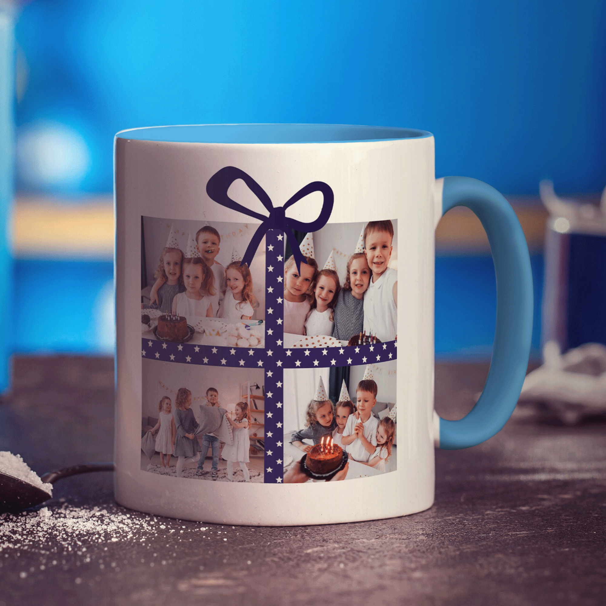 4 Photo Grid Present Mug