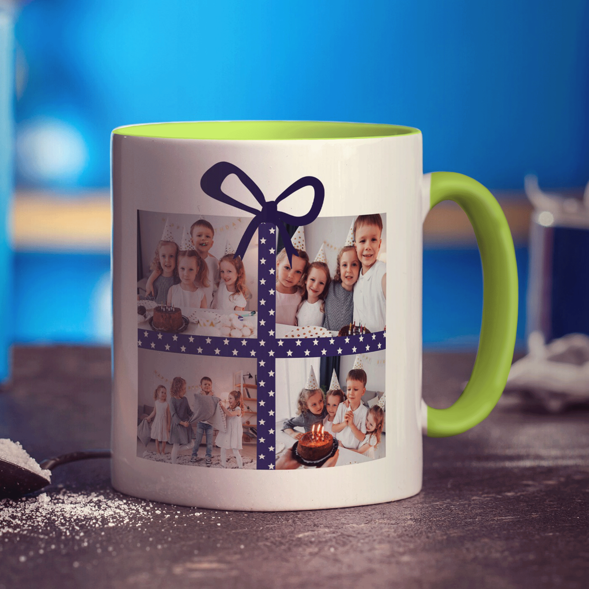 4 Photo Grid Present Mug