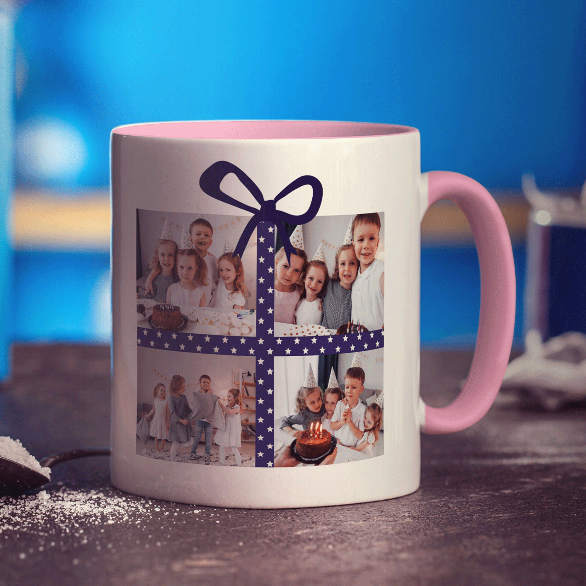 4 Photo Grid Present Mug
