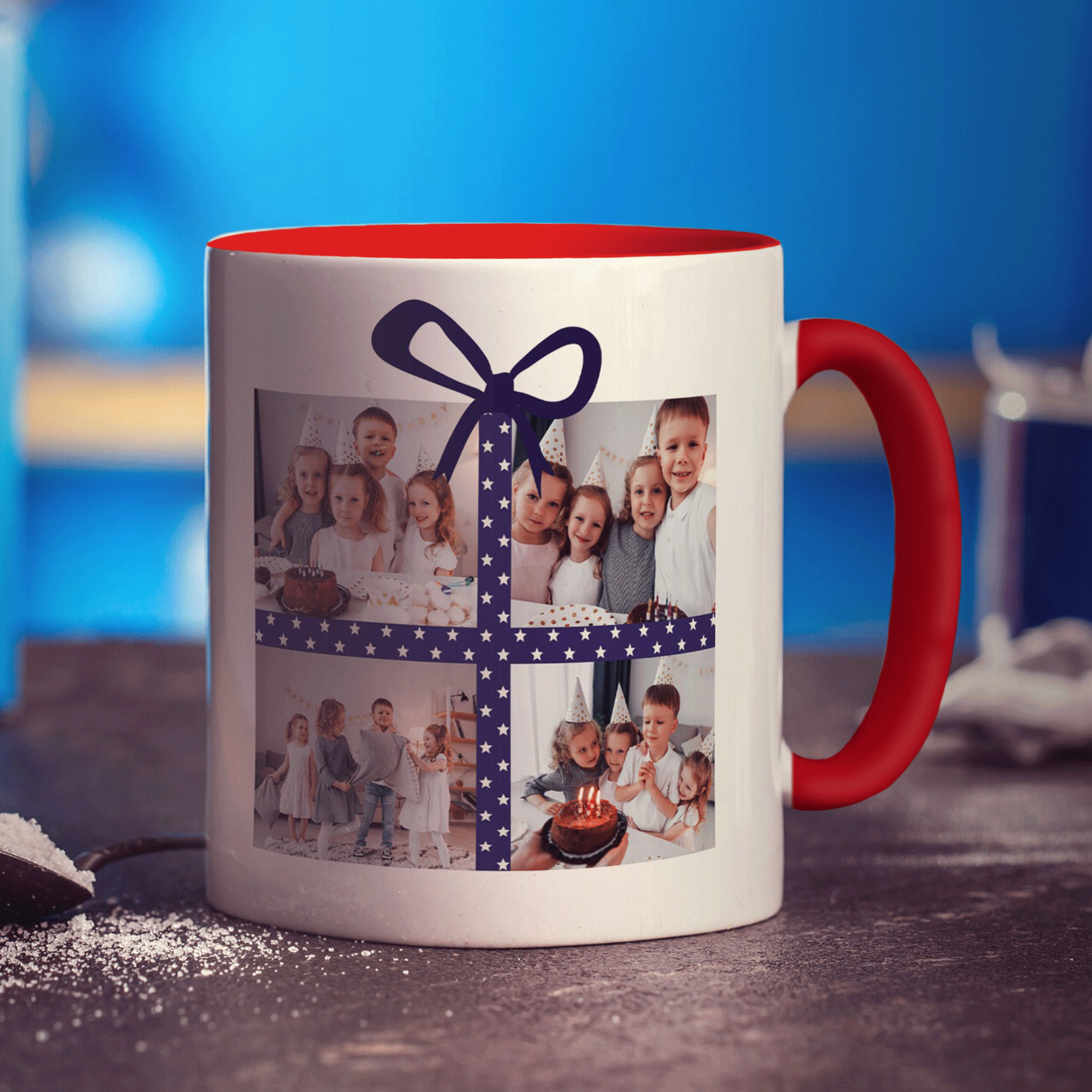 4 Photo Grid Present Mug