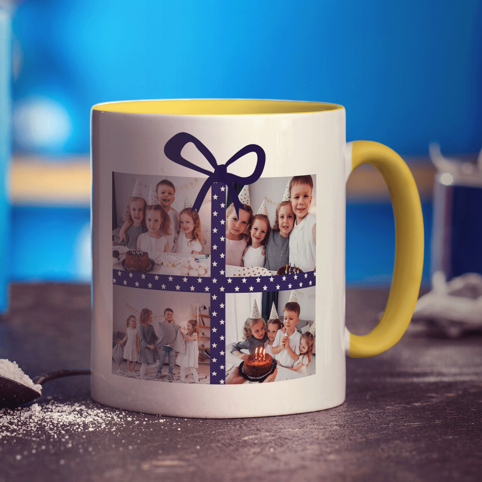 4 Photo Grid Present Mug