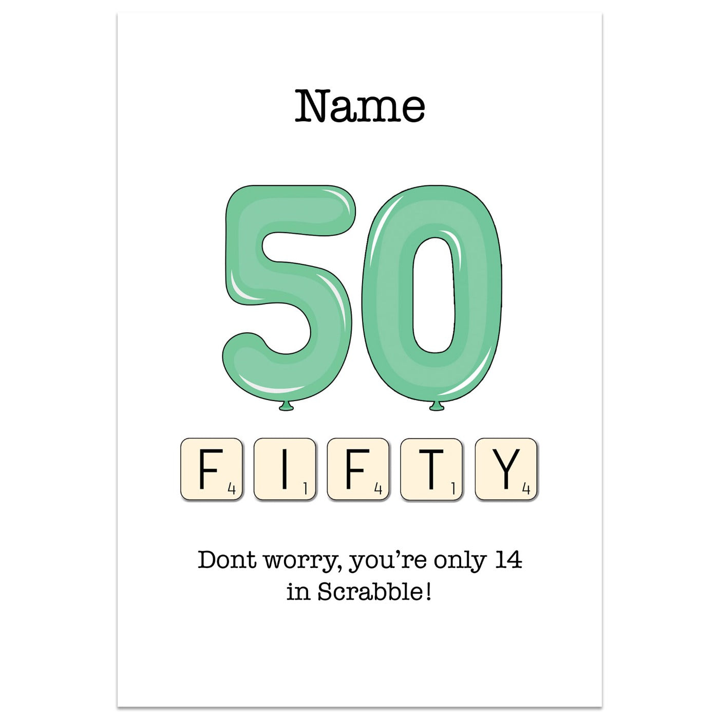 50th Birthday Scrabble Card