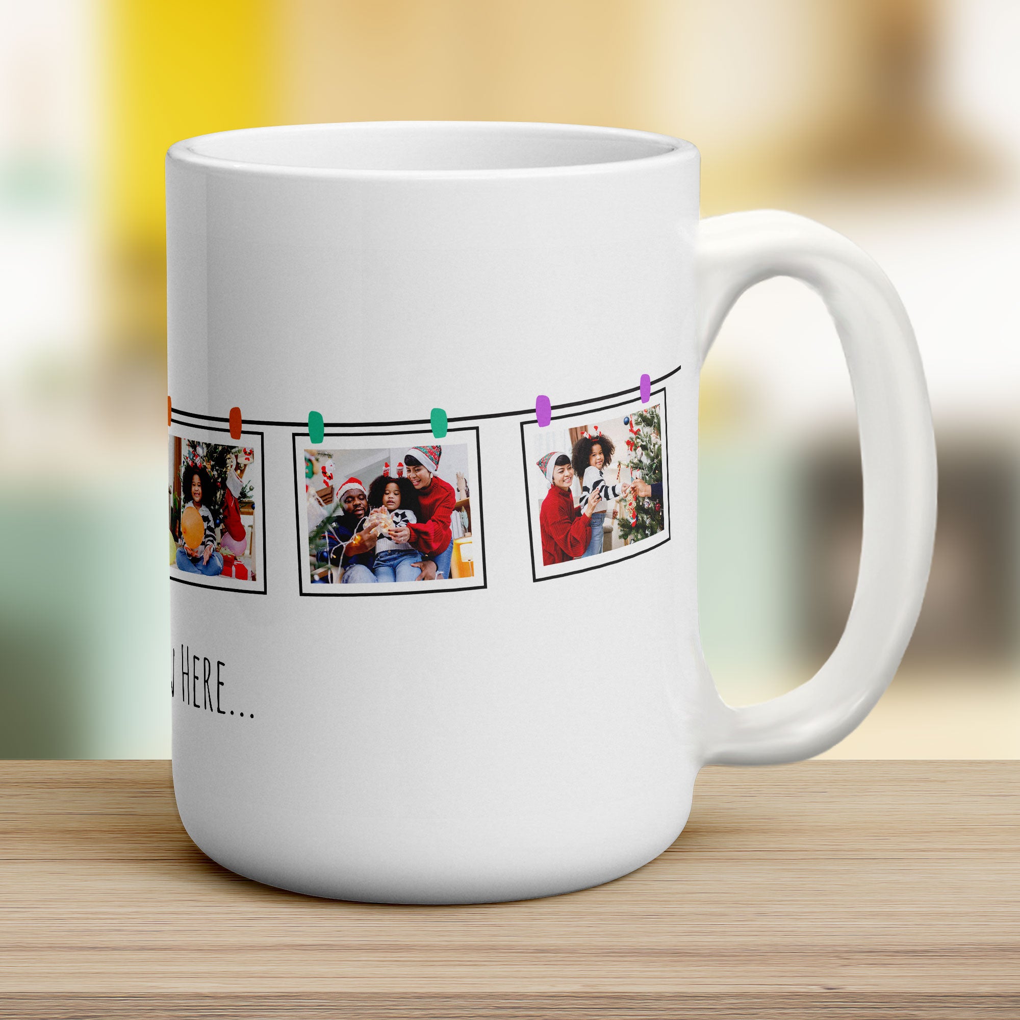6 Hanging Photos with Caption Mug