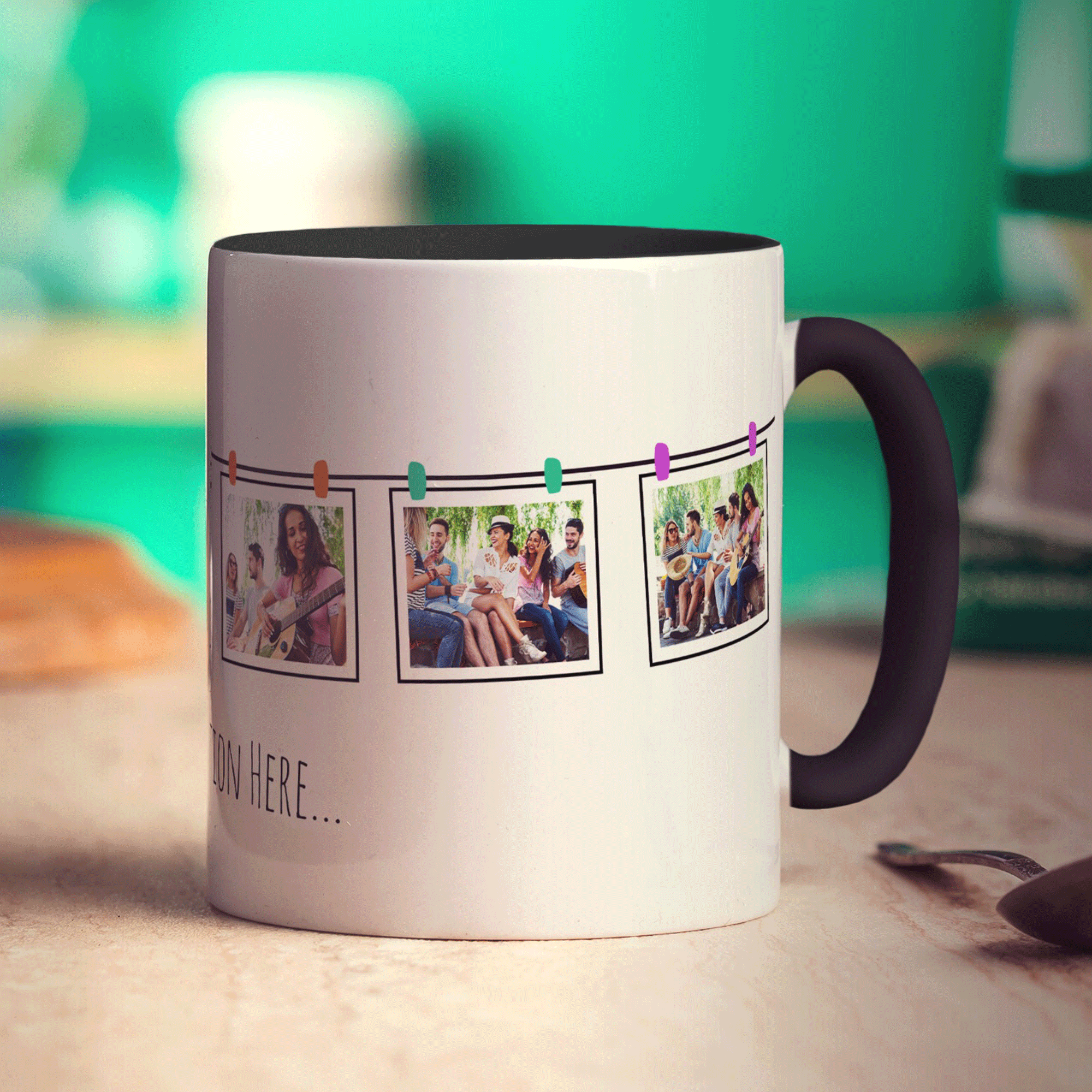 6 Hanging Photos with Caption Mug