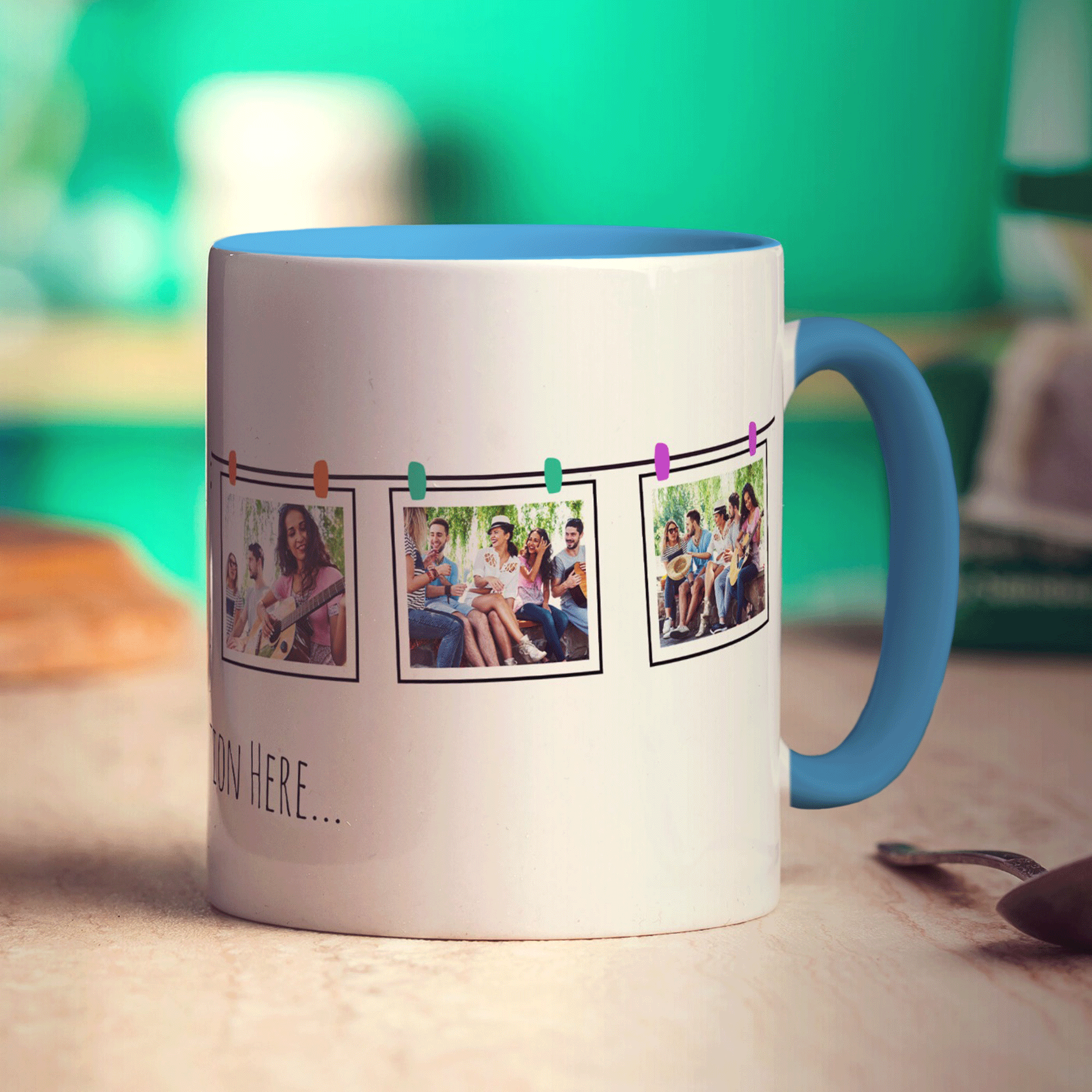6 Hanging Photos with Caption Mug