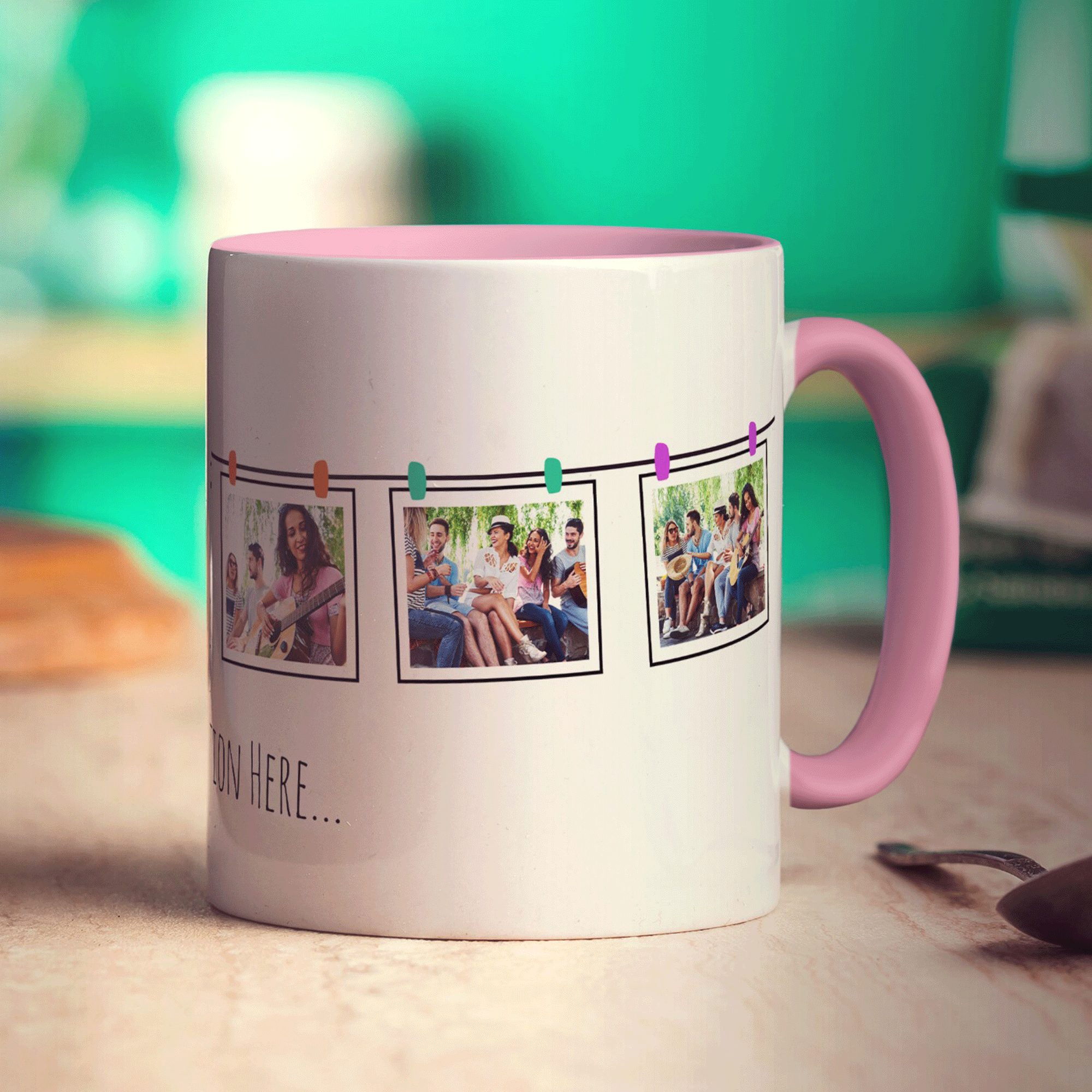 6 Hanging Photos with Caption Mug