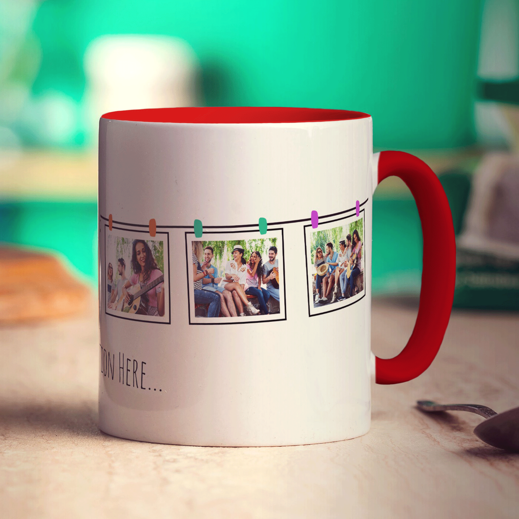 6 Hanging Photos with Caption Mug