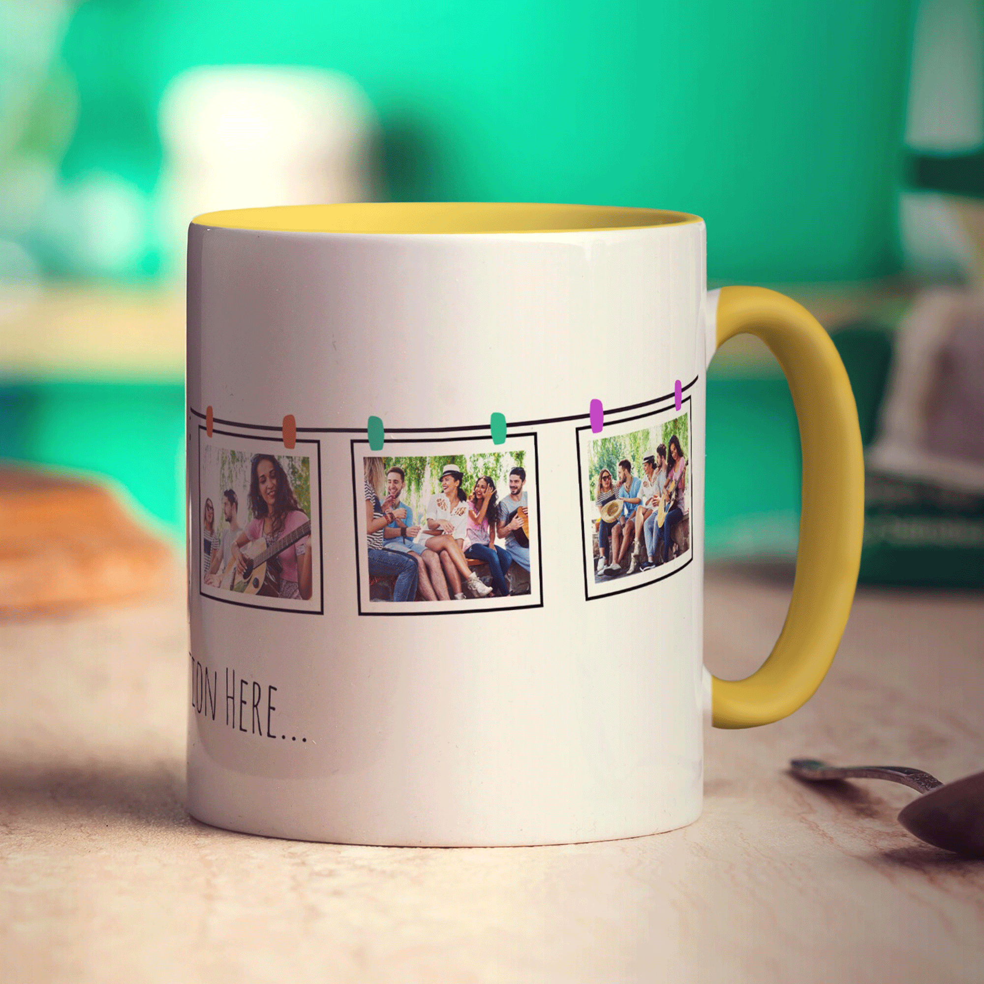 6 Hanging Photos with Caption Mug
