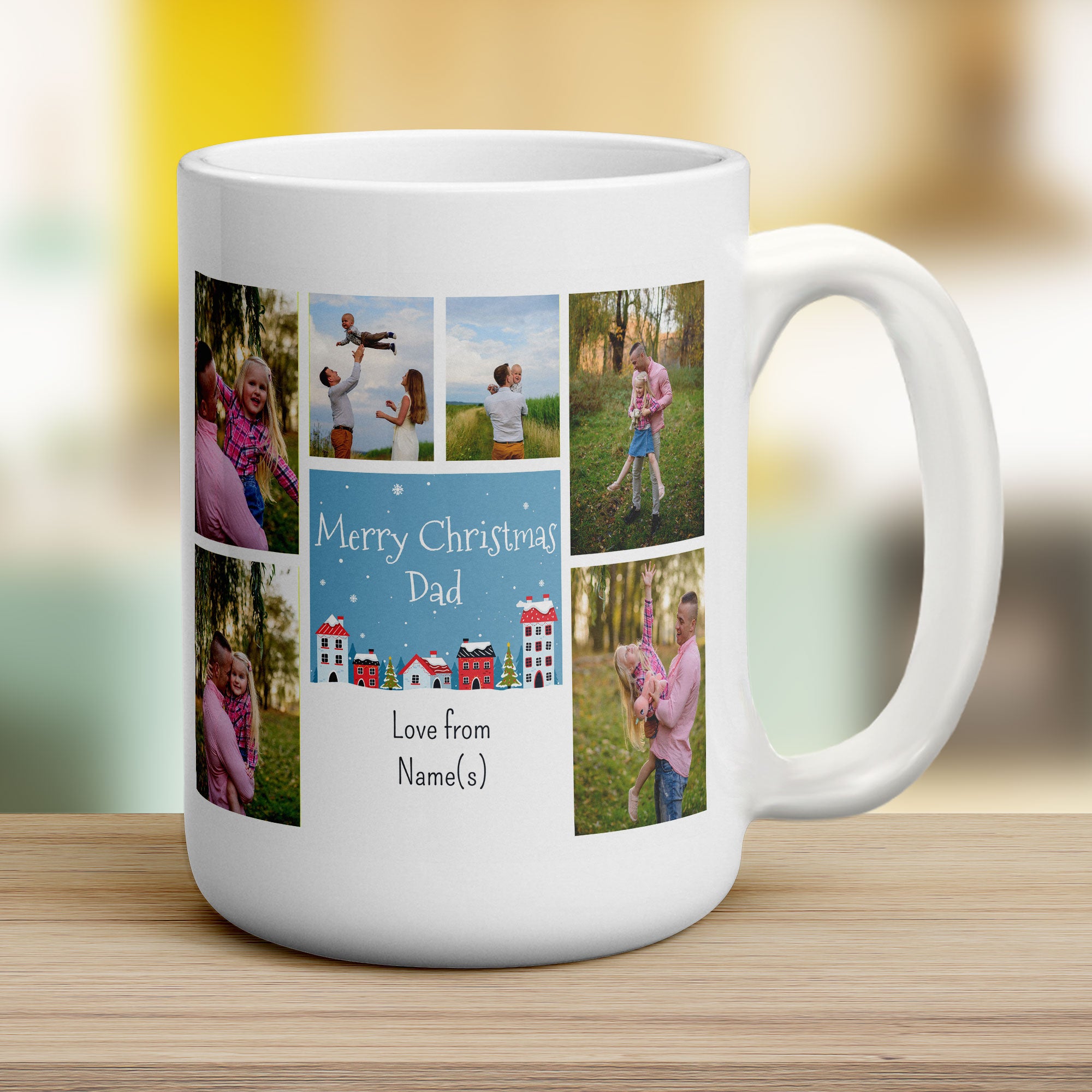 6 Photo and Text Merry Christmas Dad Mug