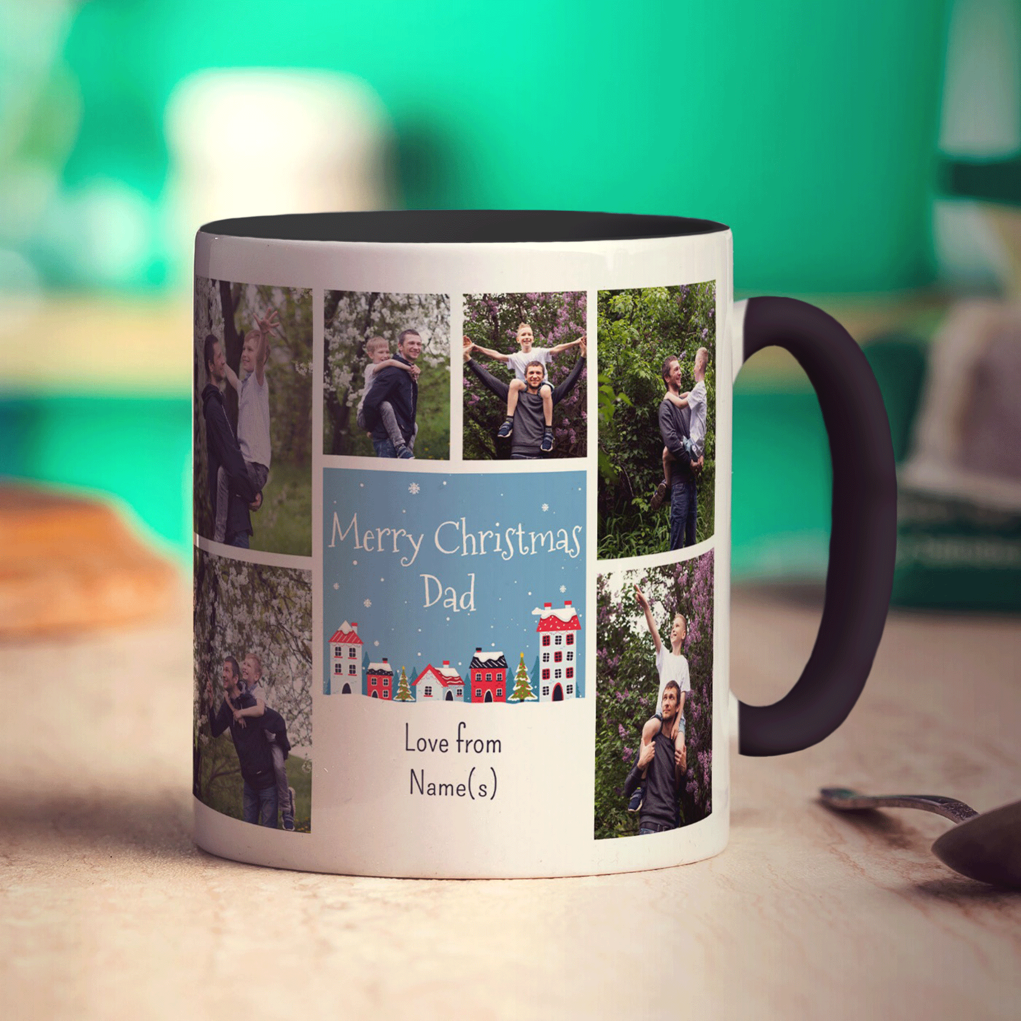 6 Photo and Text Merry Christmas Dad Mug