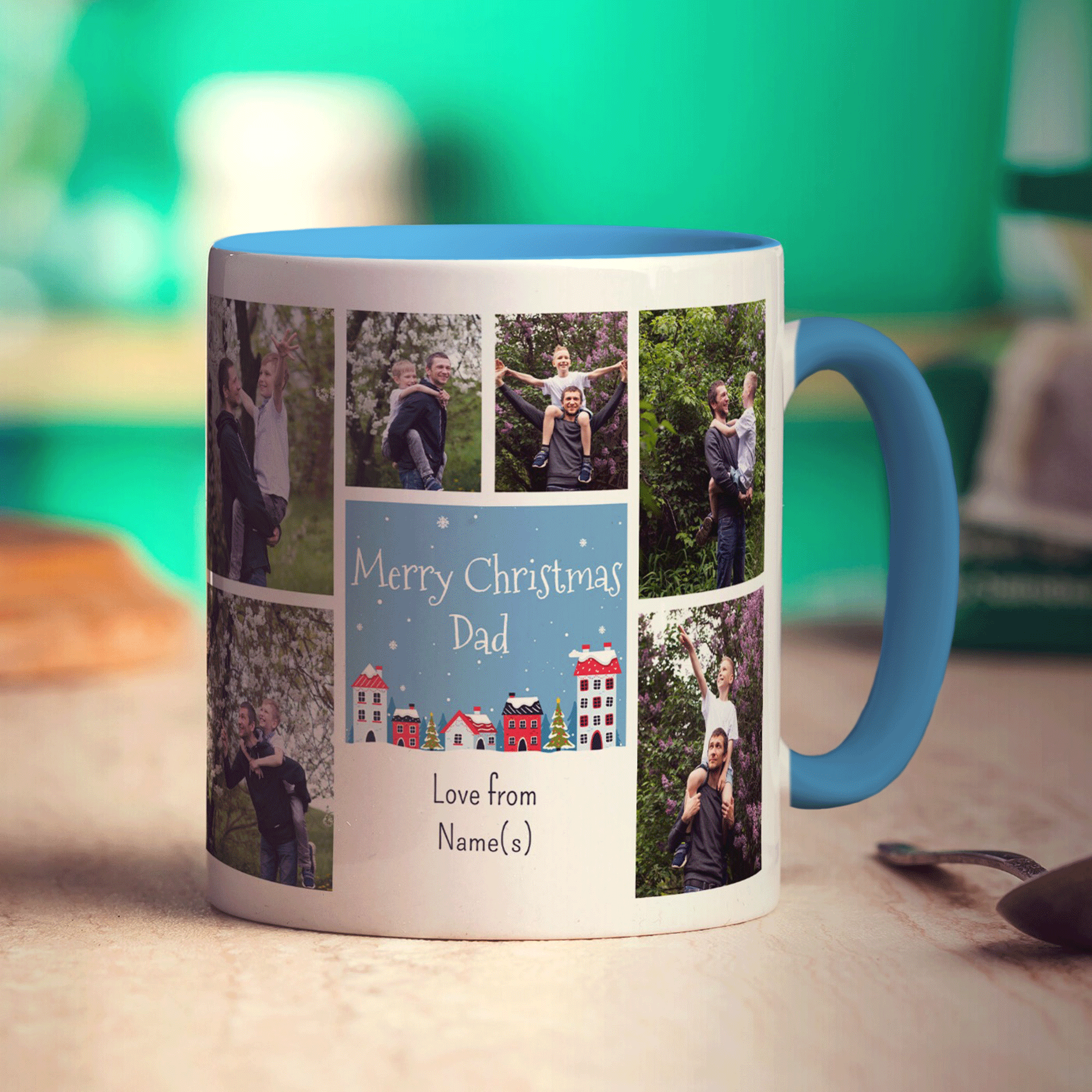 6 Photo and Text Merry Christmas Dad Mug