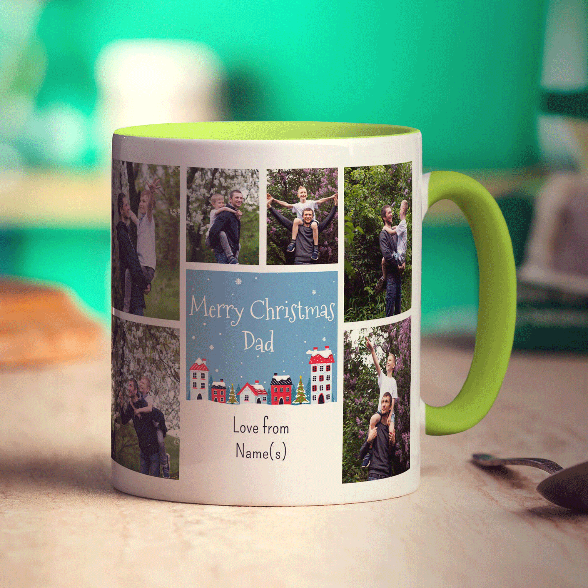 6 Photo and Text Merry Christmas Dad Mug