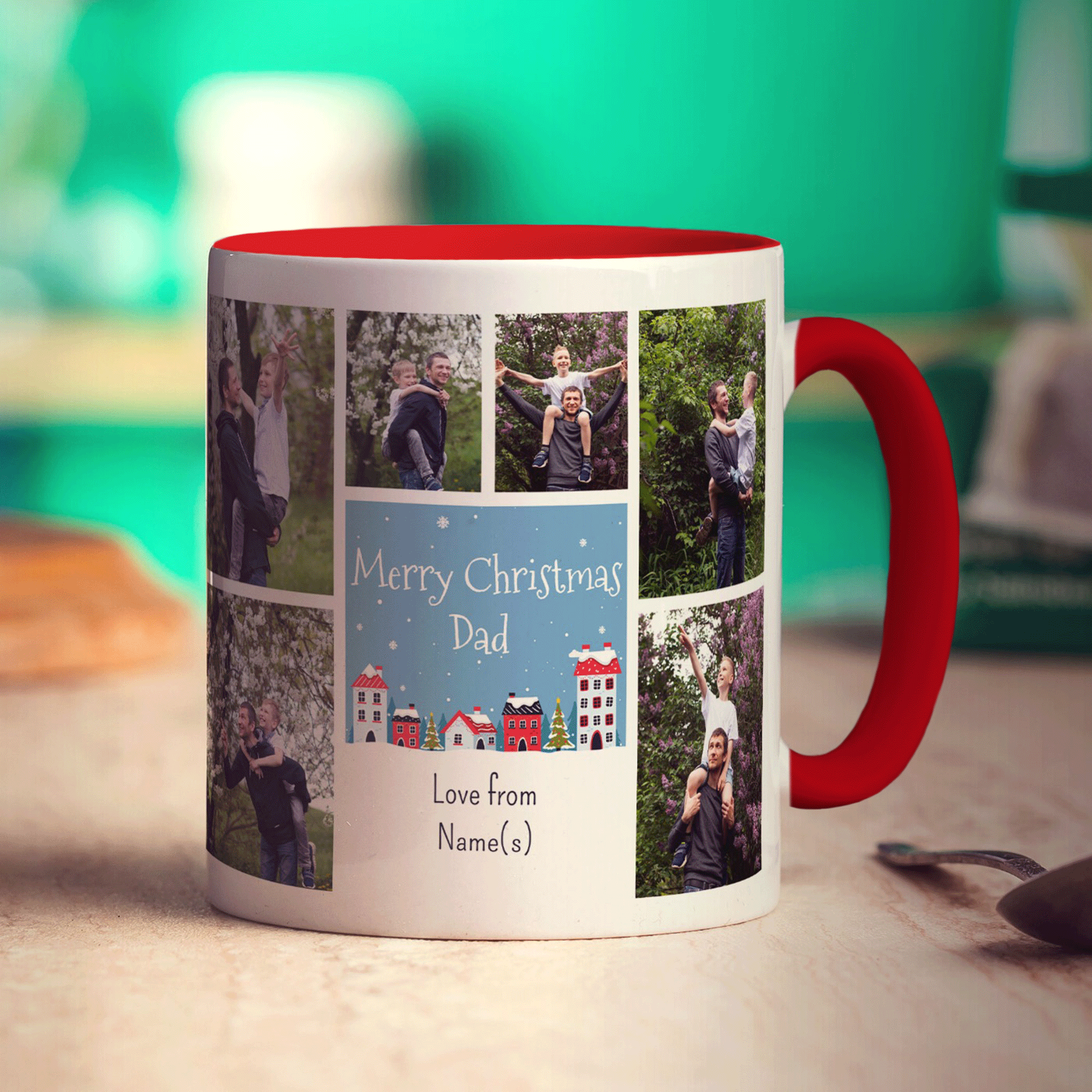 6 Photo and Text Merry Christmas Dad Mug