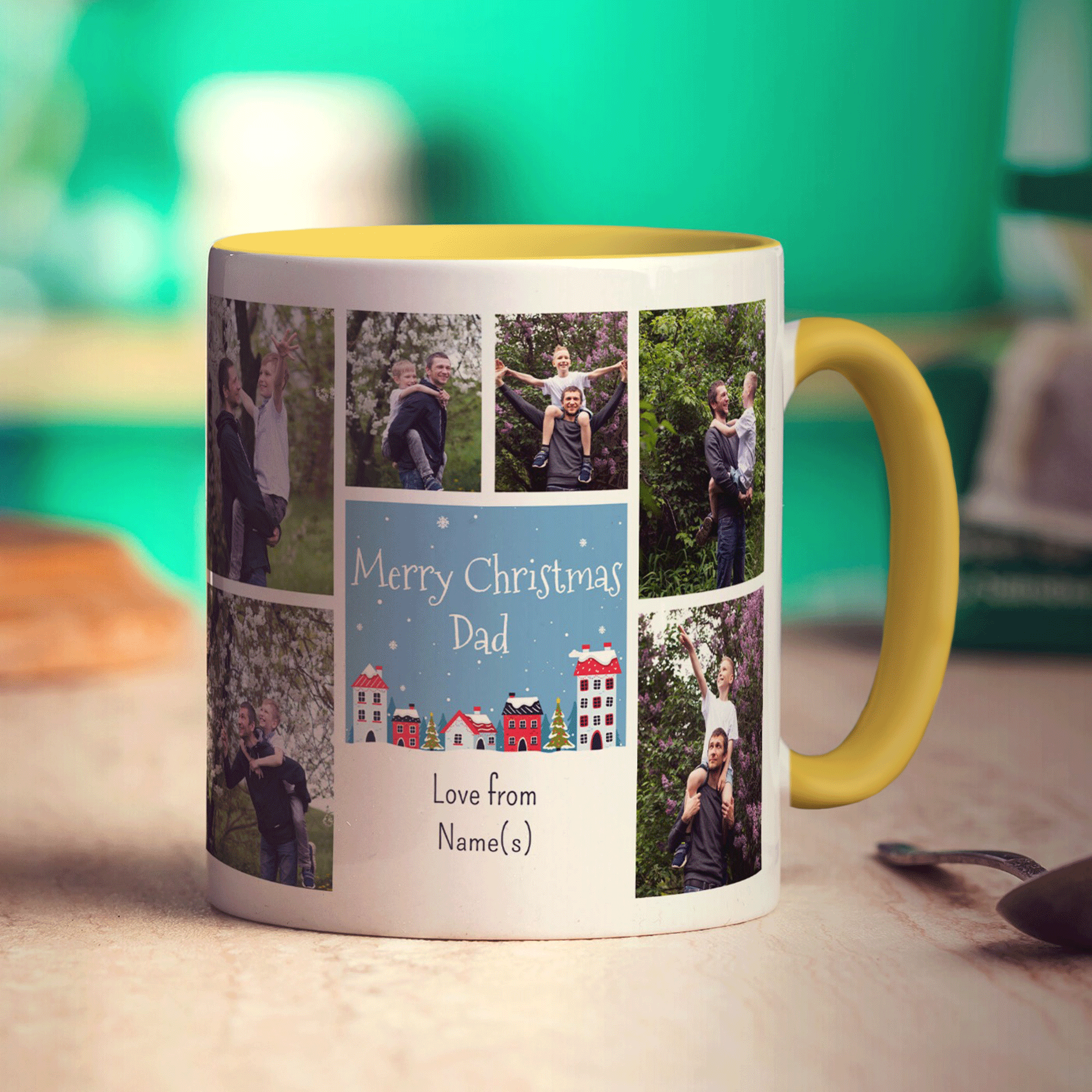 6 Photo and Text Merry Christmas Dad Mug