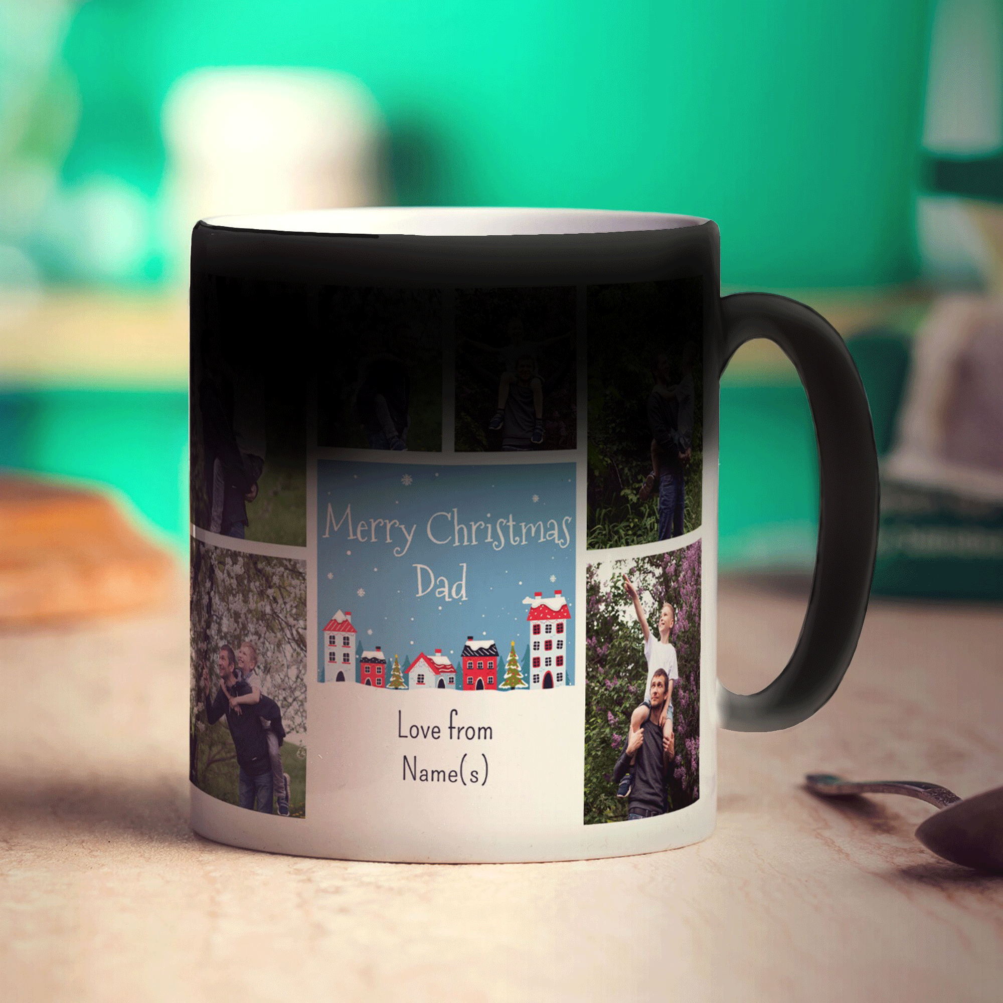 6 Photo and Text Merry Christmas Dad Mug