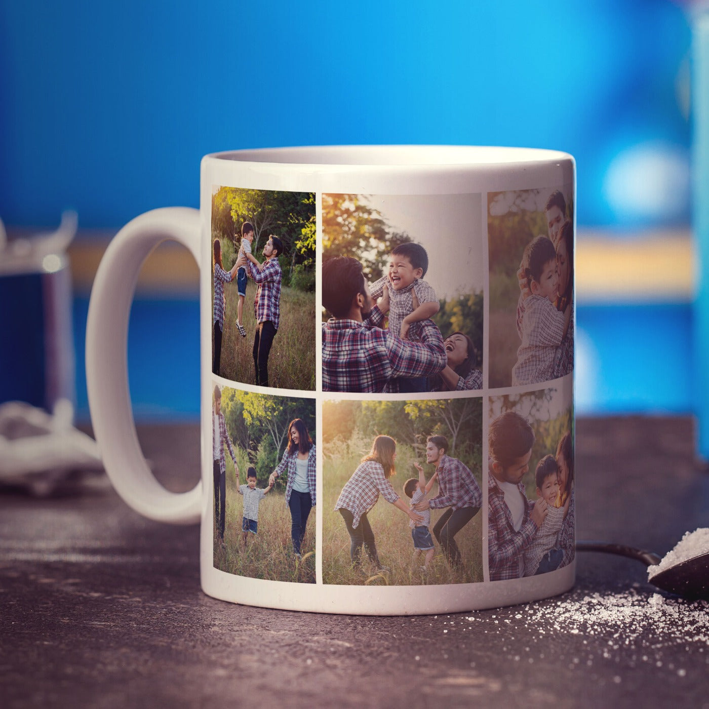 Double Sided 6 Photo Grid Collage Mug