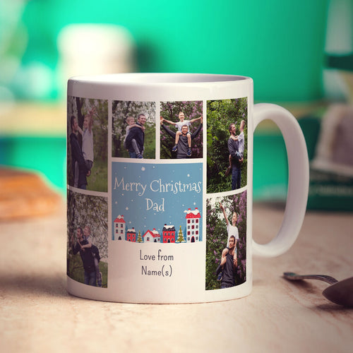 6 Photo and Text Merry Christmas Dad Mug