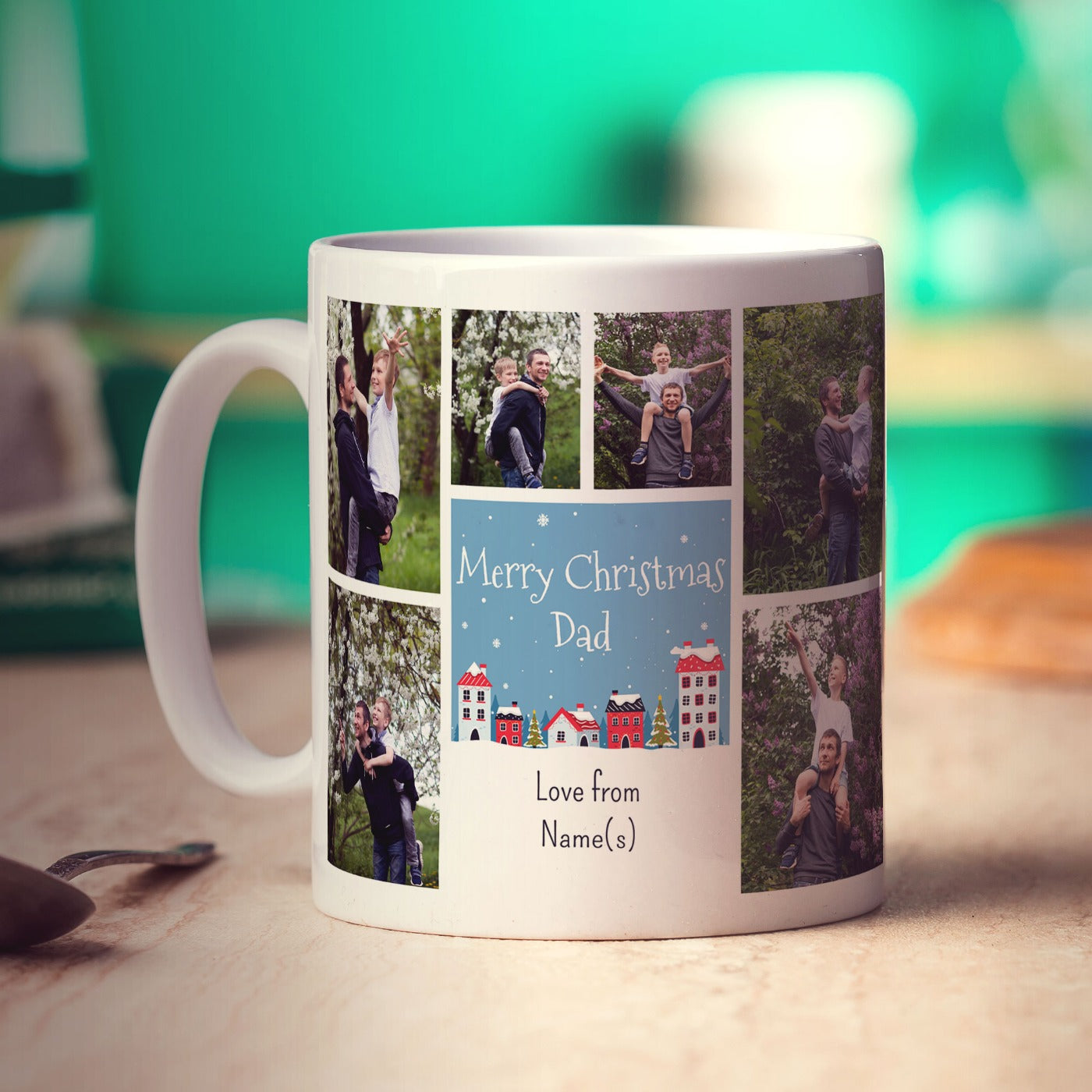6 Photo and Text Merry Christmas Dad Mug