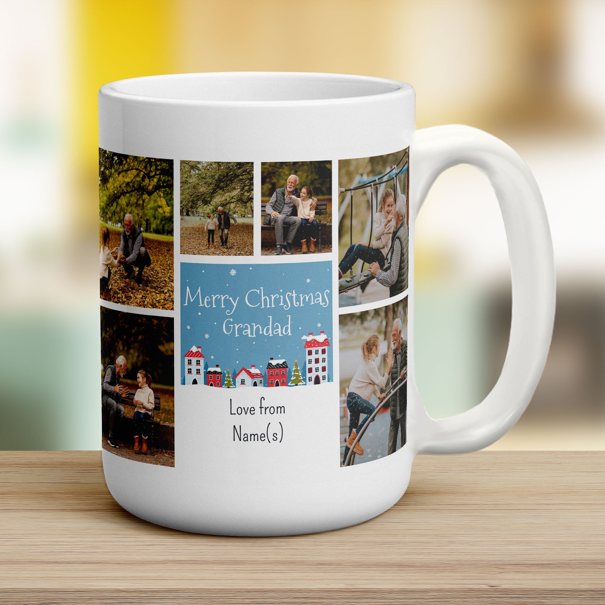 6 Photo Merry Christmas Grandad with Text Mug