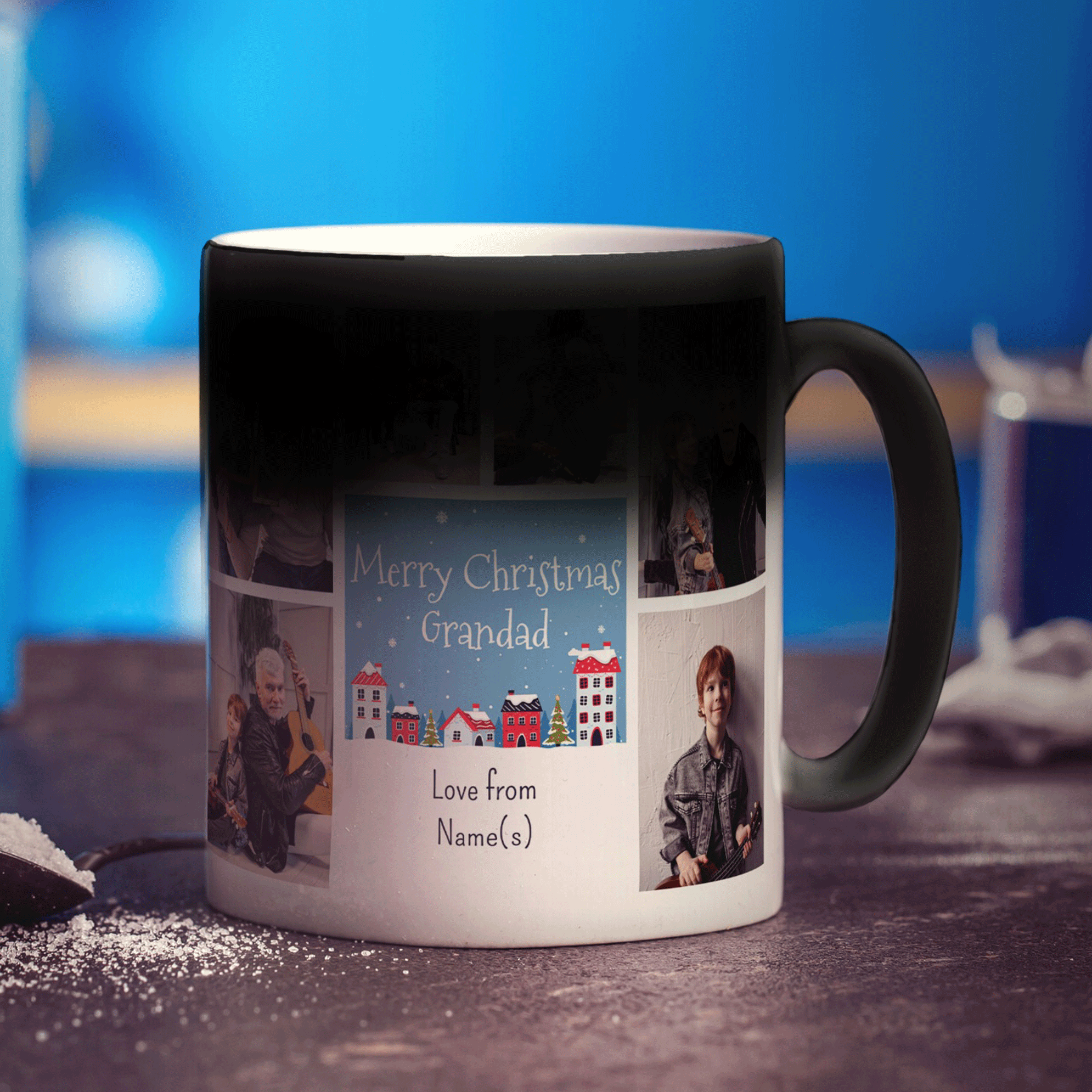 6 Photo Merry Christmas Grandad with Text Mug