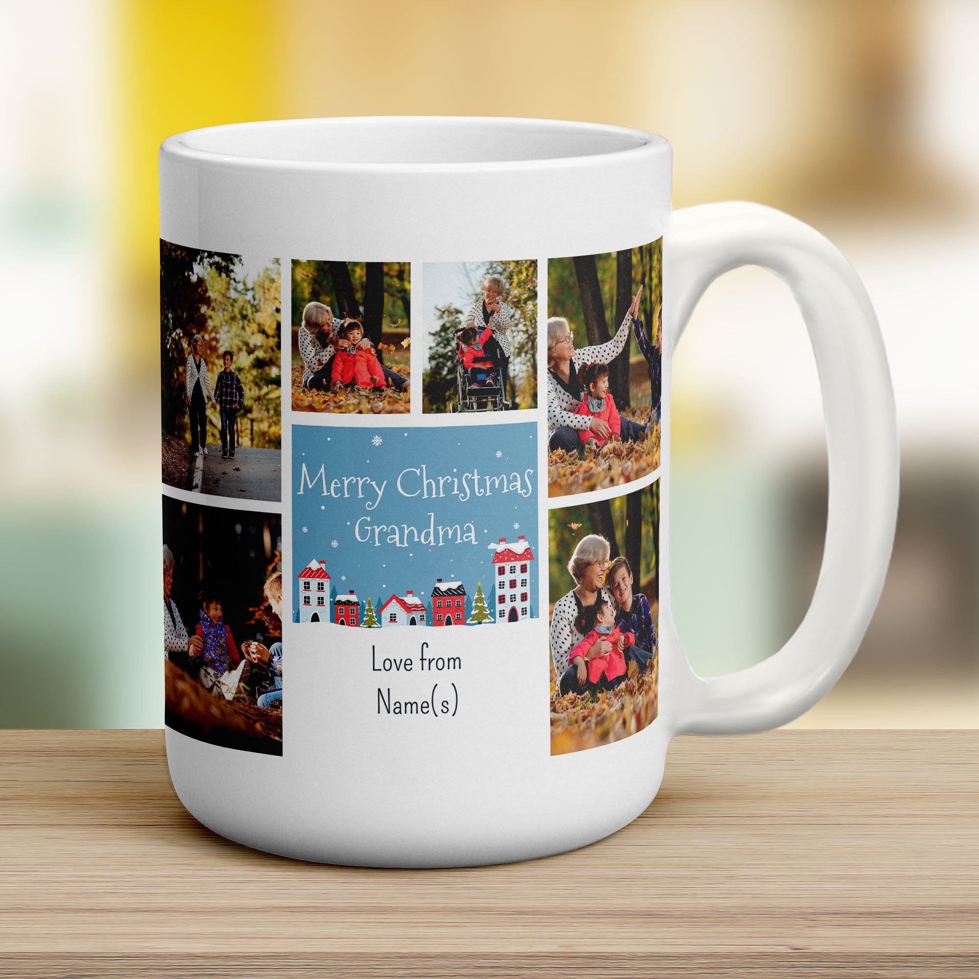 6 Photo Merry Christmas Grandma with Text Mug