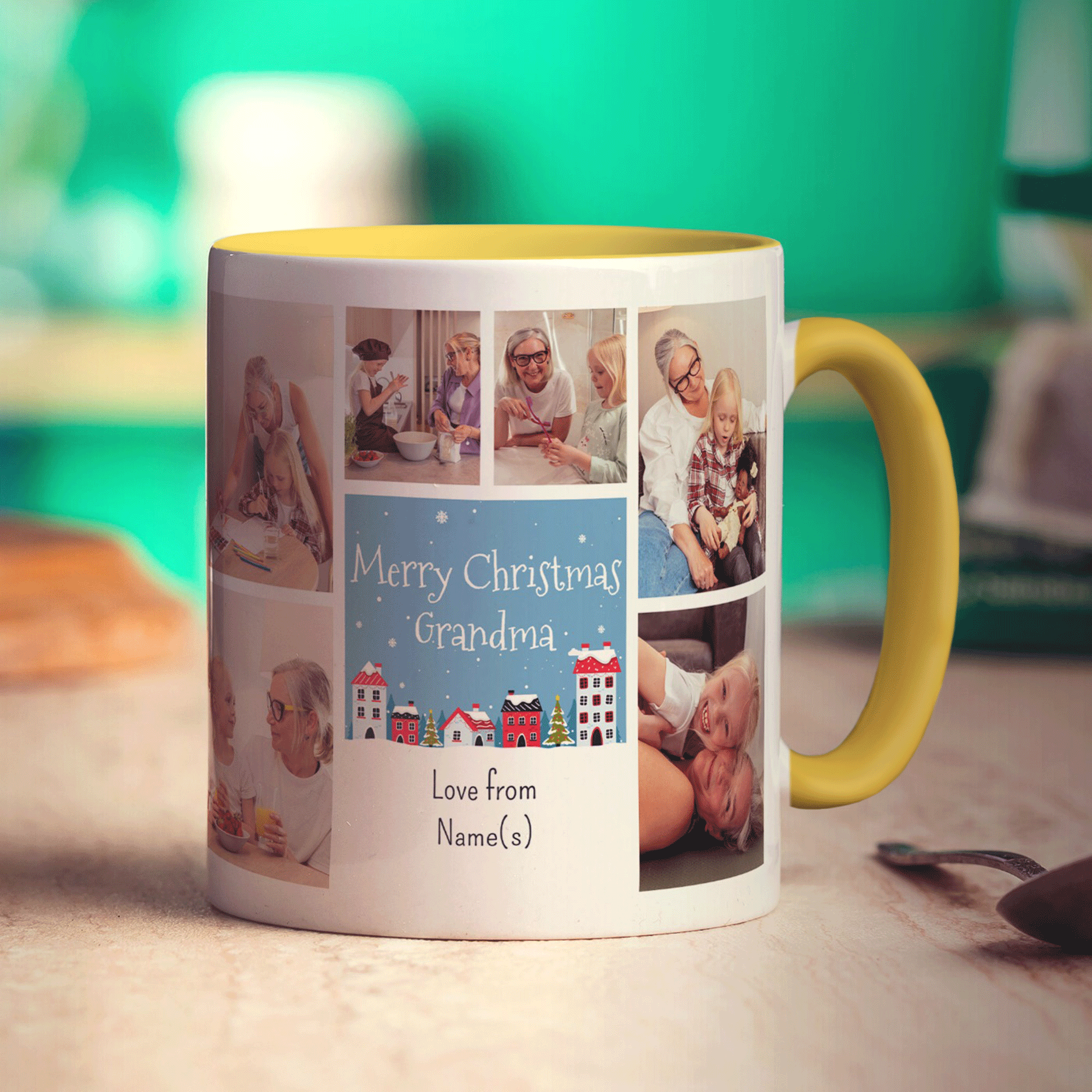 6 Photo Merry Christmas Grandma with Text Mug