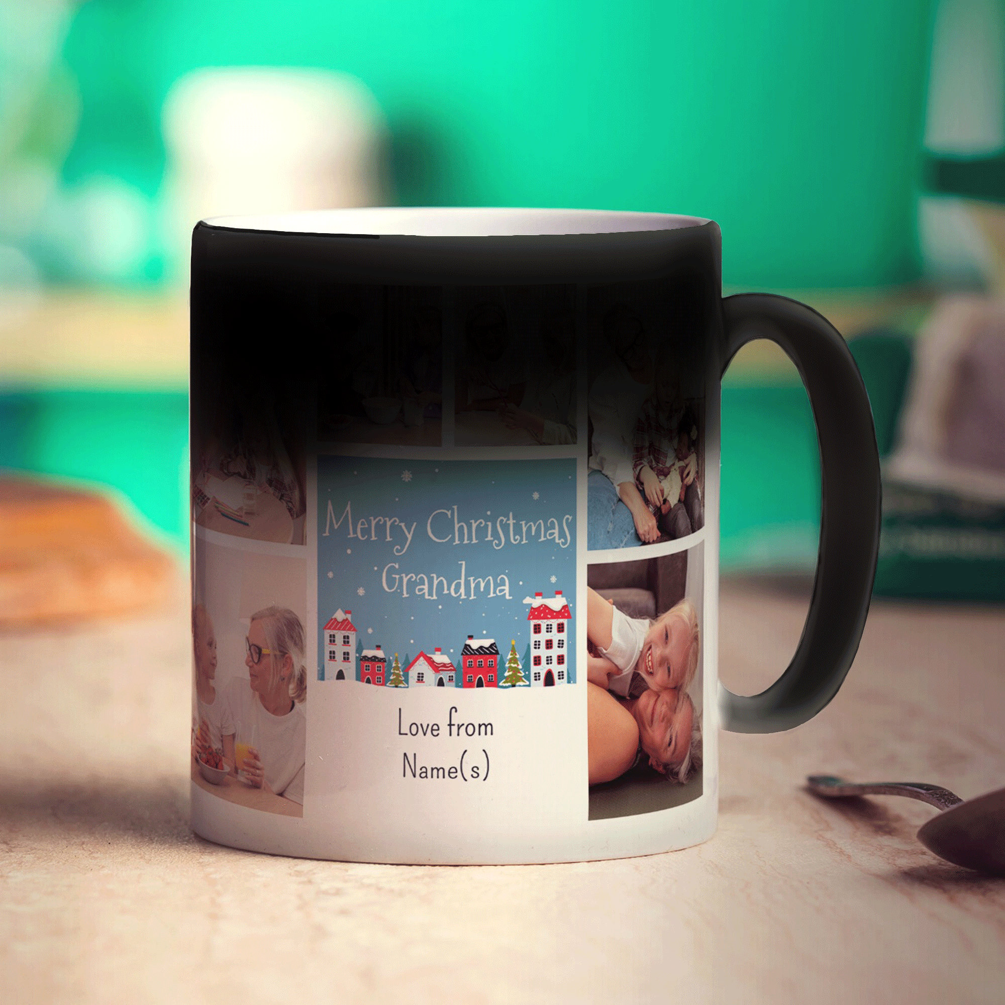 6 Photo Merry Christmas Grandma with Text Mug