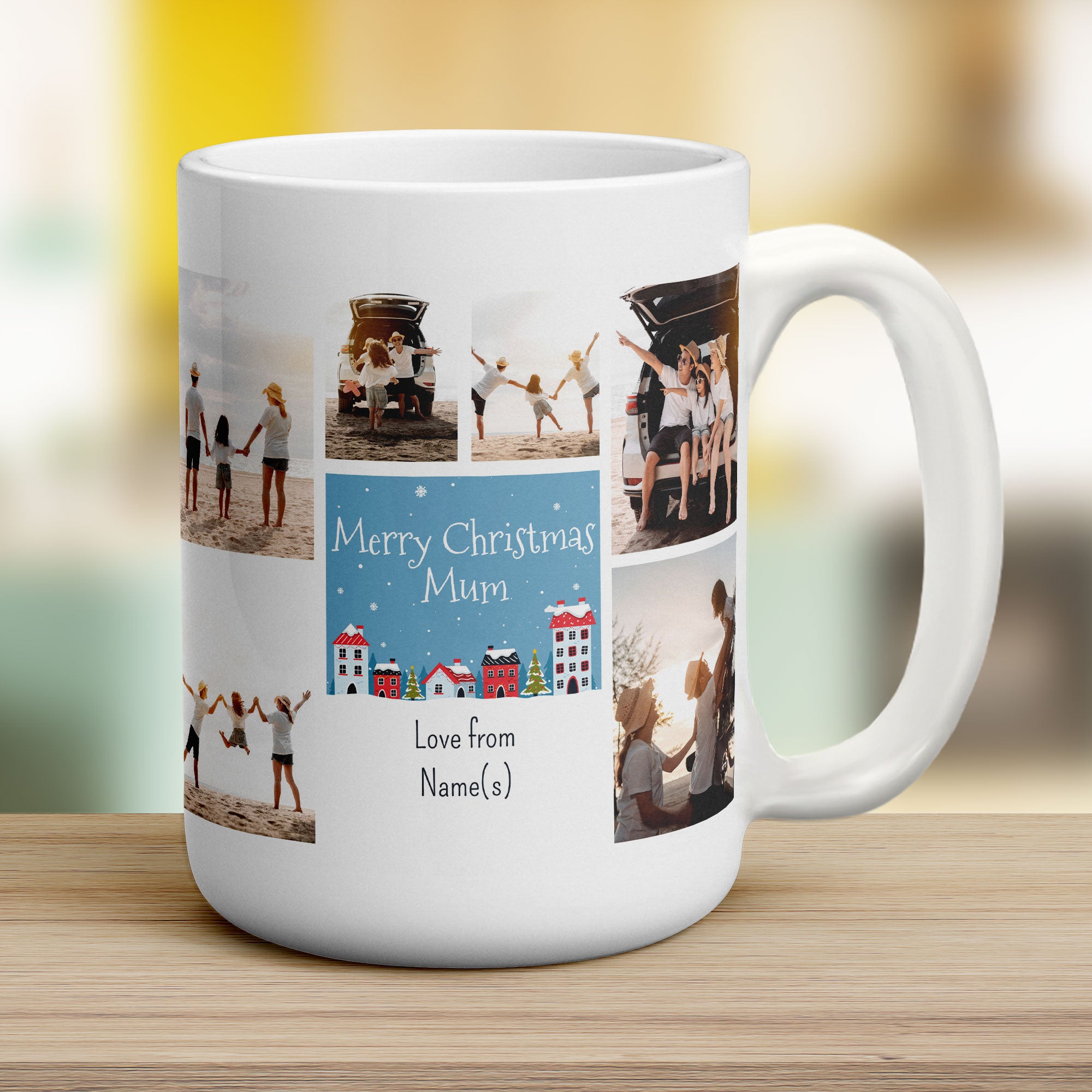 6 Photo Merry Christmas Mum with Text Mug