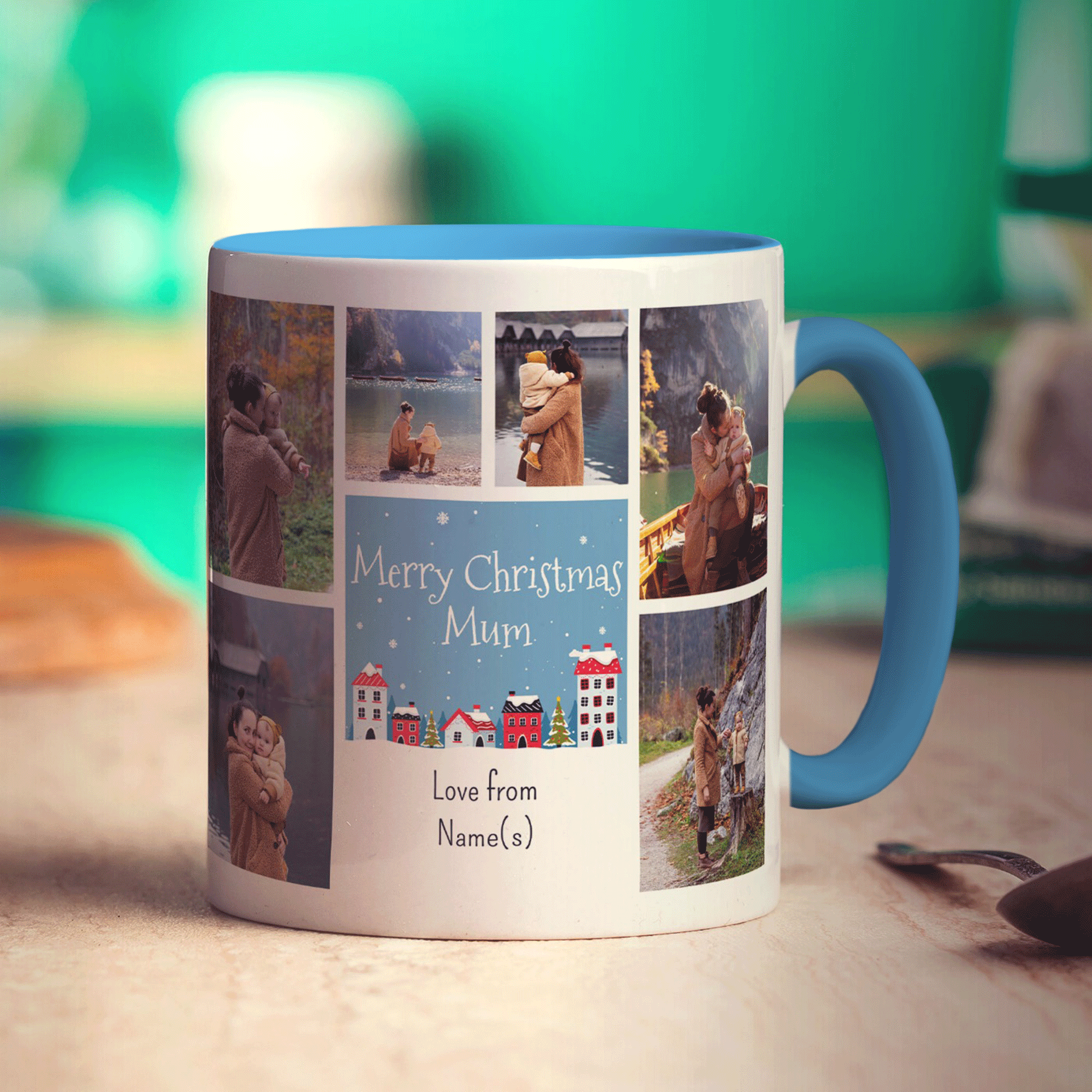 6 Photo Merry Christmas Mum with Text Mug