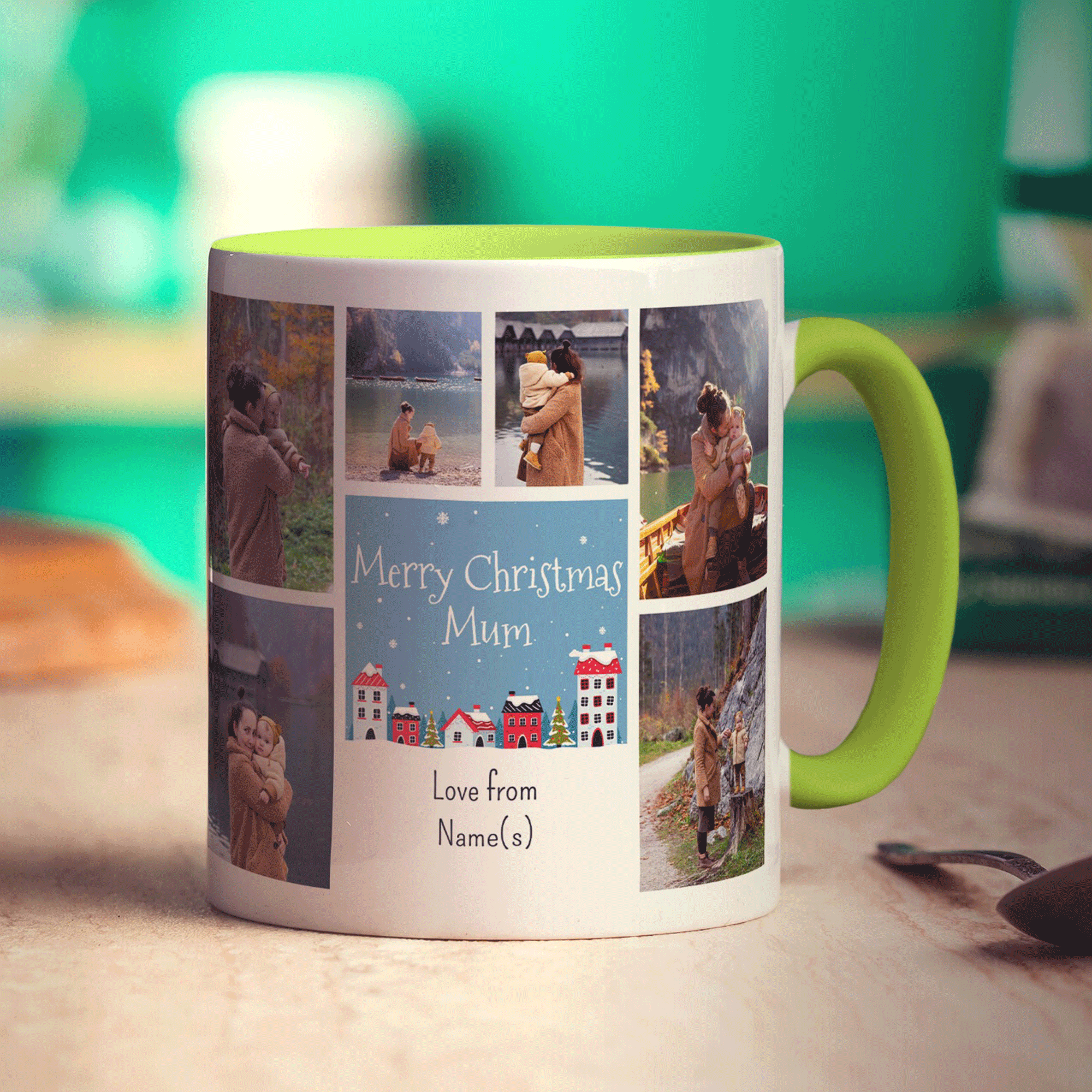 6 Photo Merry Christmas Mum with Text Mug