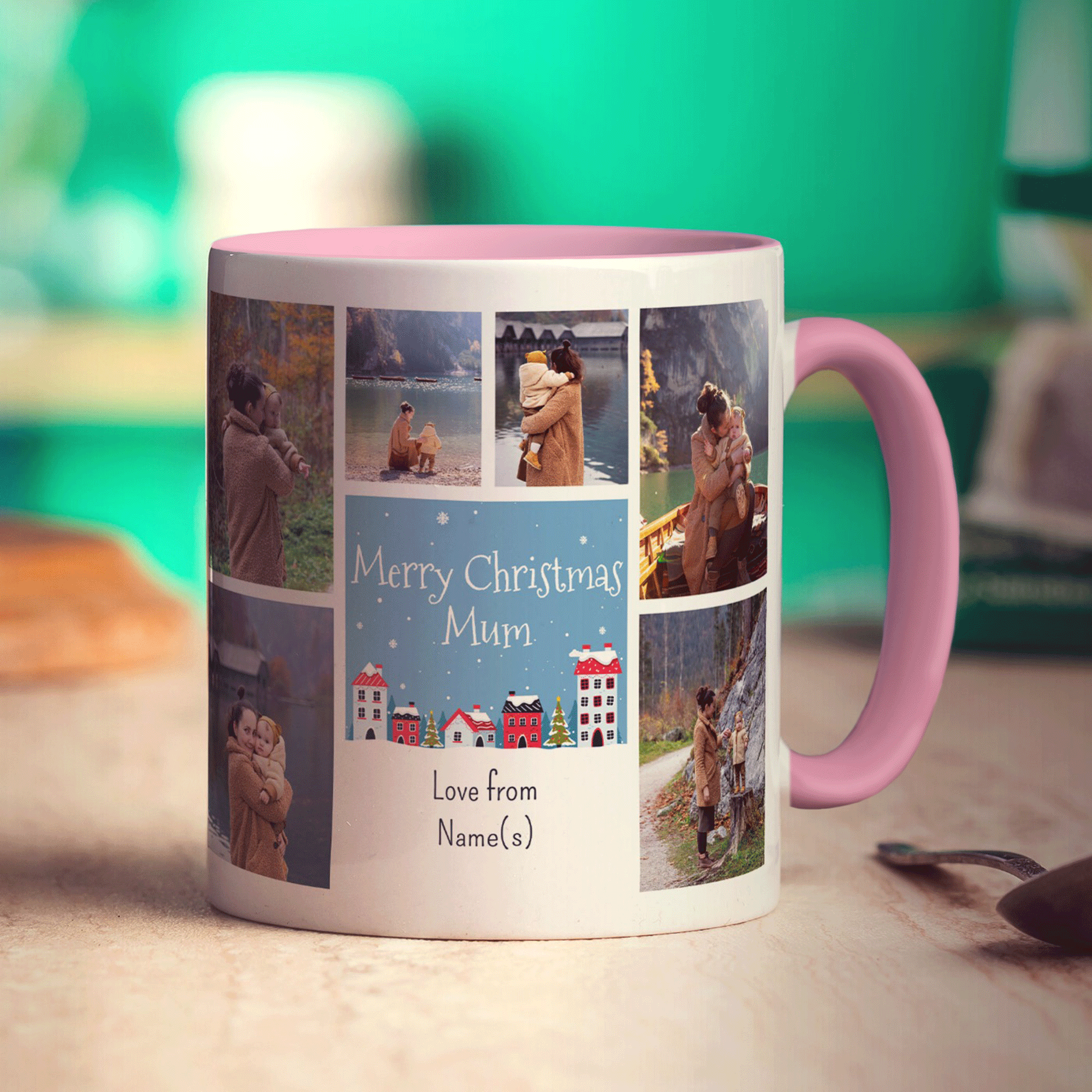 6 Photo Merry Christmas Mum with Text Mug