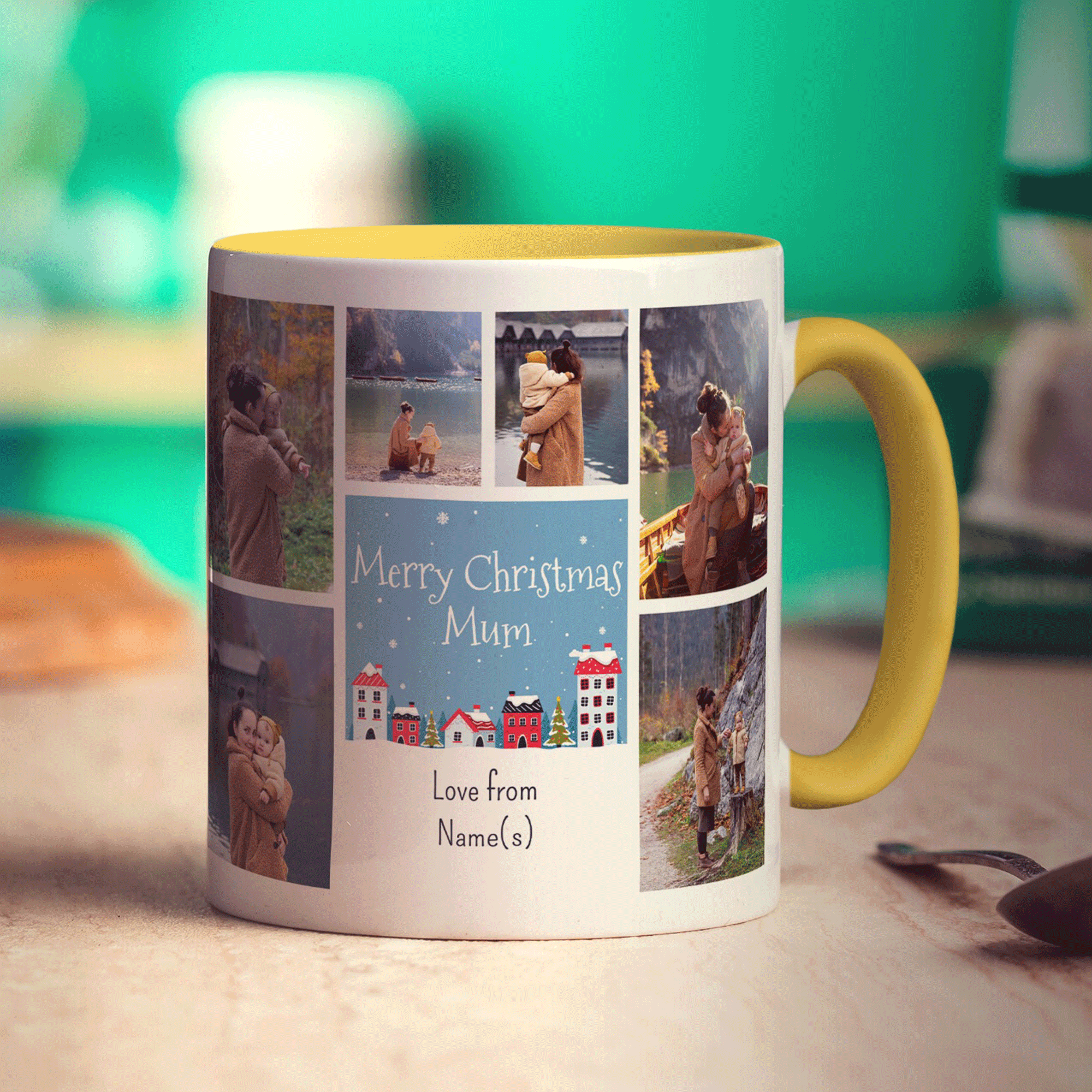 6 Photo Merry Christmas Mum with Text Mug