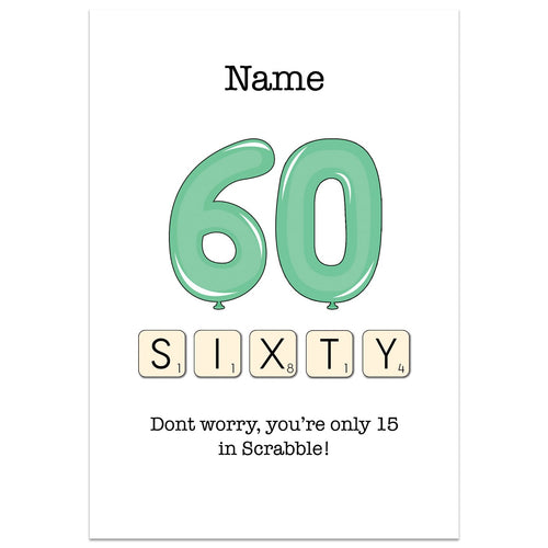 60th Birthday Scrabble Card