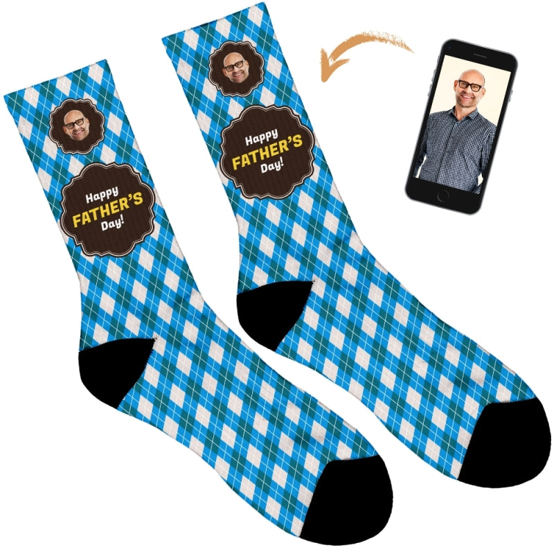Happy Father's Day Argyle Personalised Socks