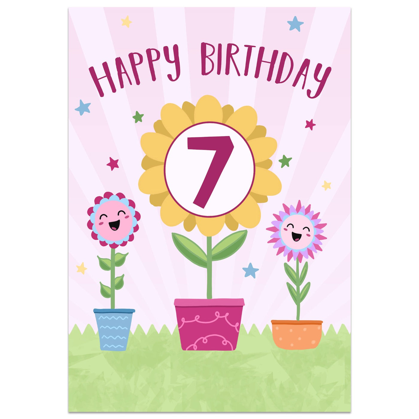 7th Birthday Flower Card