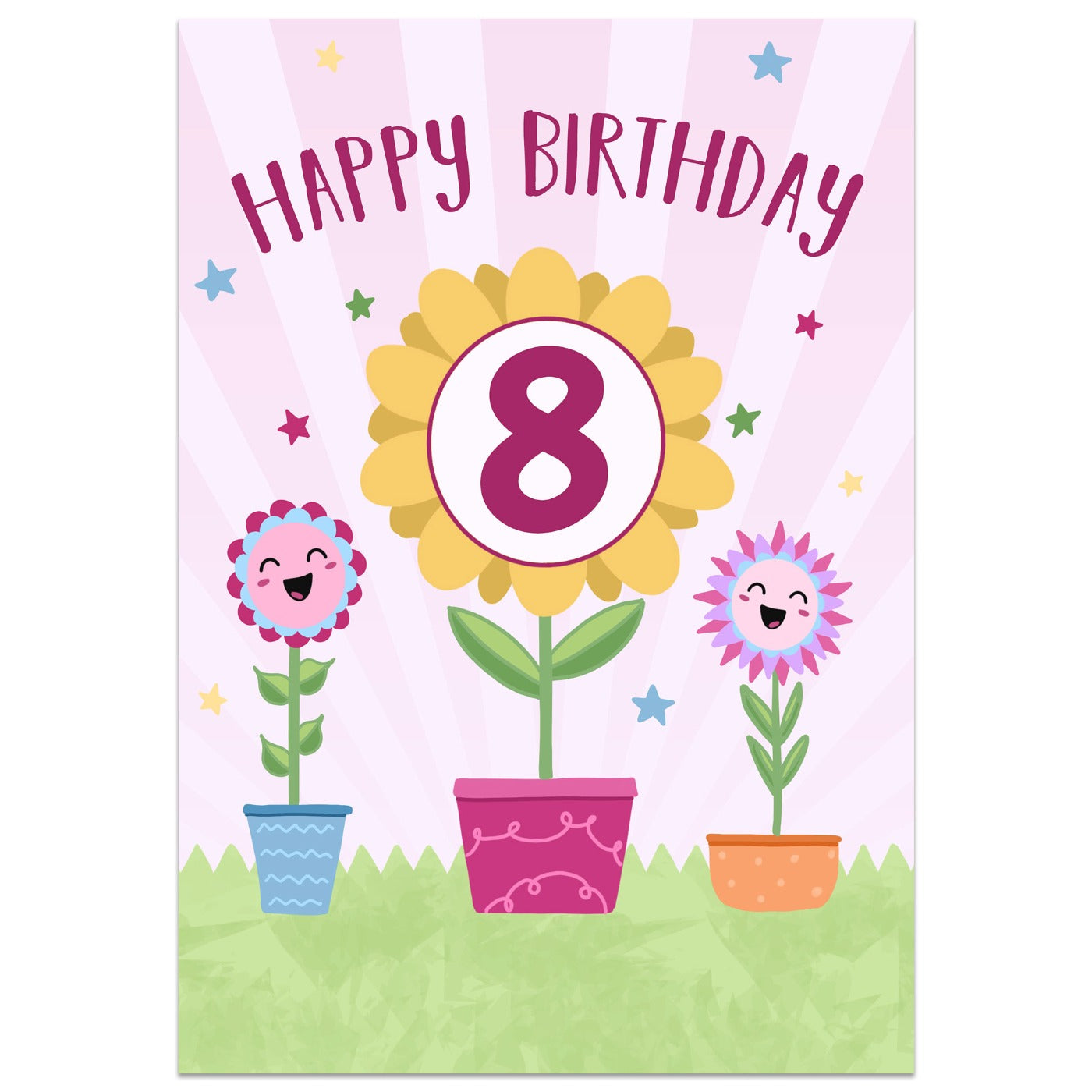 8th Birthday Flower Card