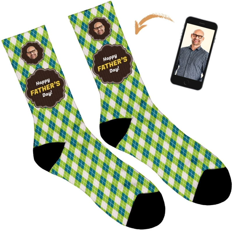 Happy Father's Day Argyle Personalised Socks