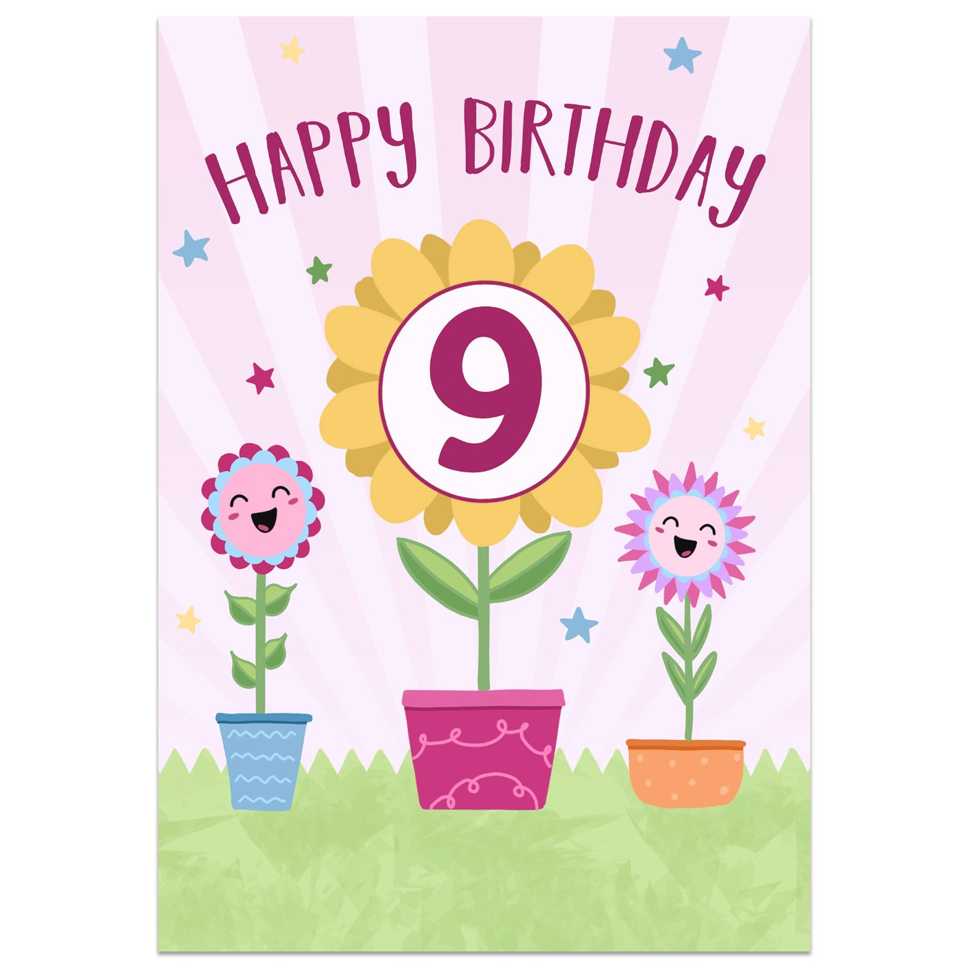 9th Birthday Flower Card