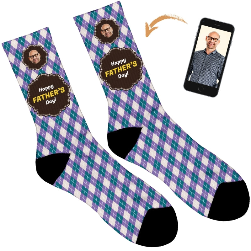 Happy Father's Day Argyle Personalised Socks