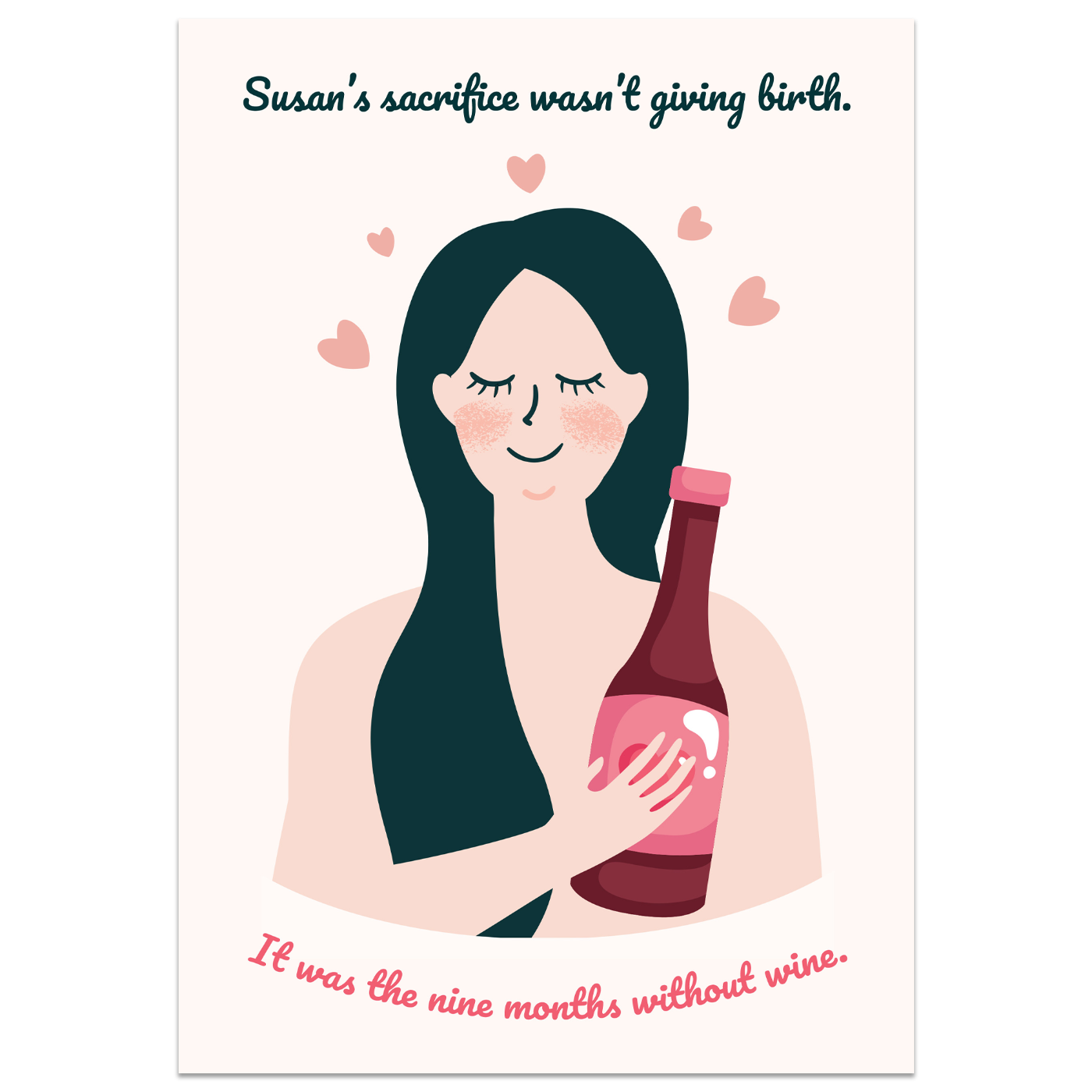 Personalised 9 Months Without Wine Mother's Day Card Standing Up