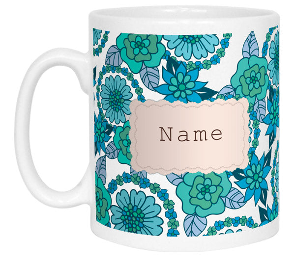 Vintage Style Personalised Name Mug - Blue