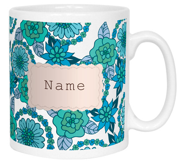 Vintage Style Personalised Name Mug - Blue