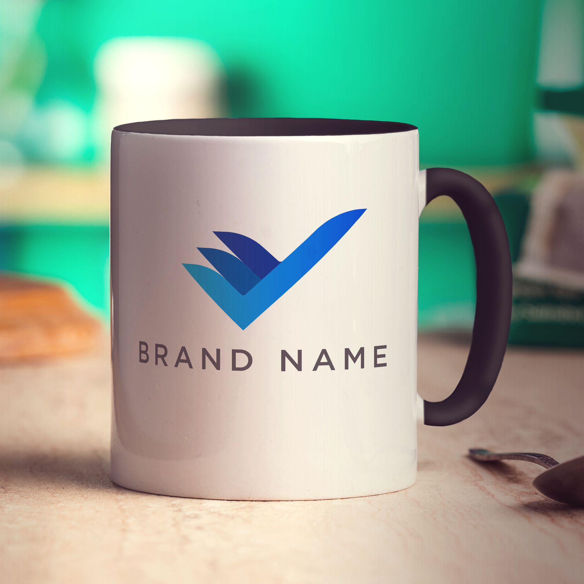 Promotional Mug with Logo and Simple Text