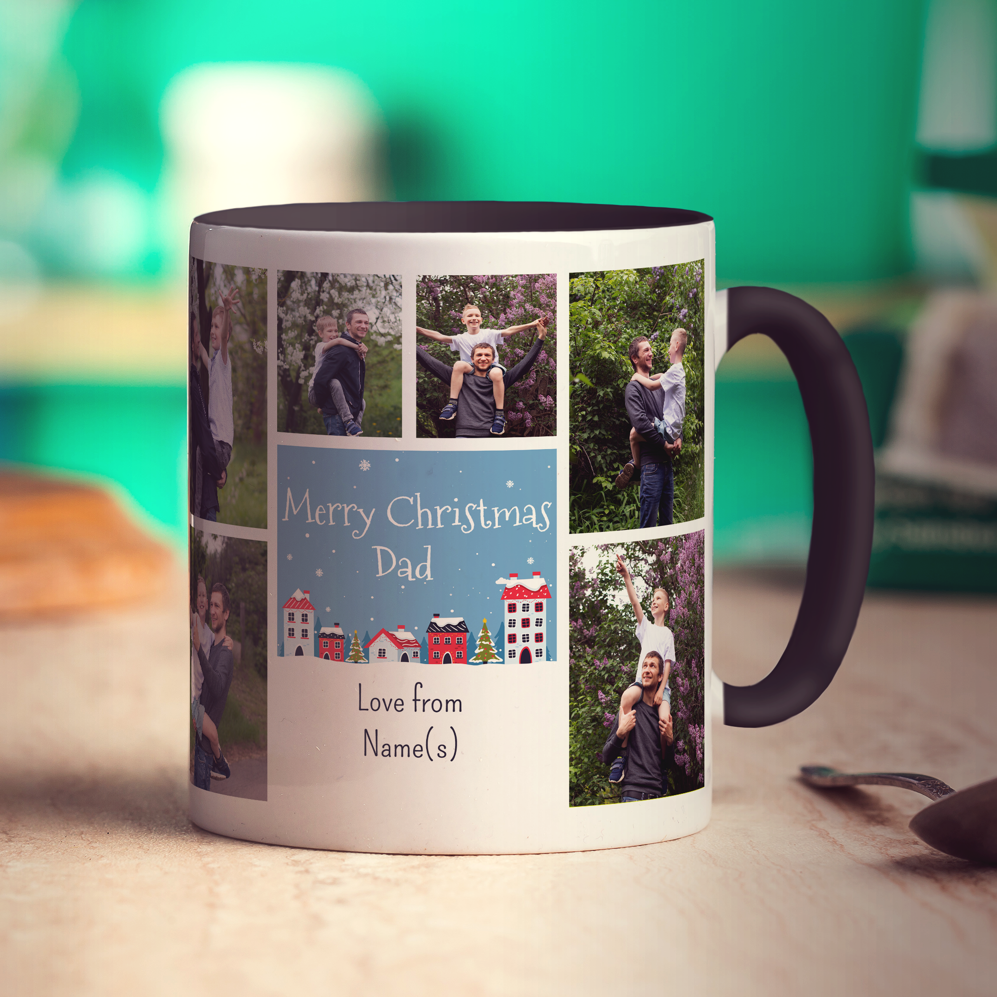 6 Photo and Text Merry Christmas Dad Mug