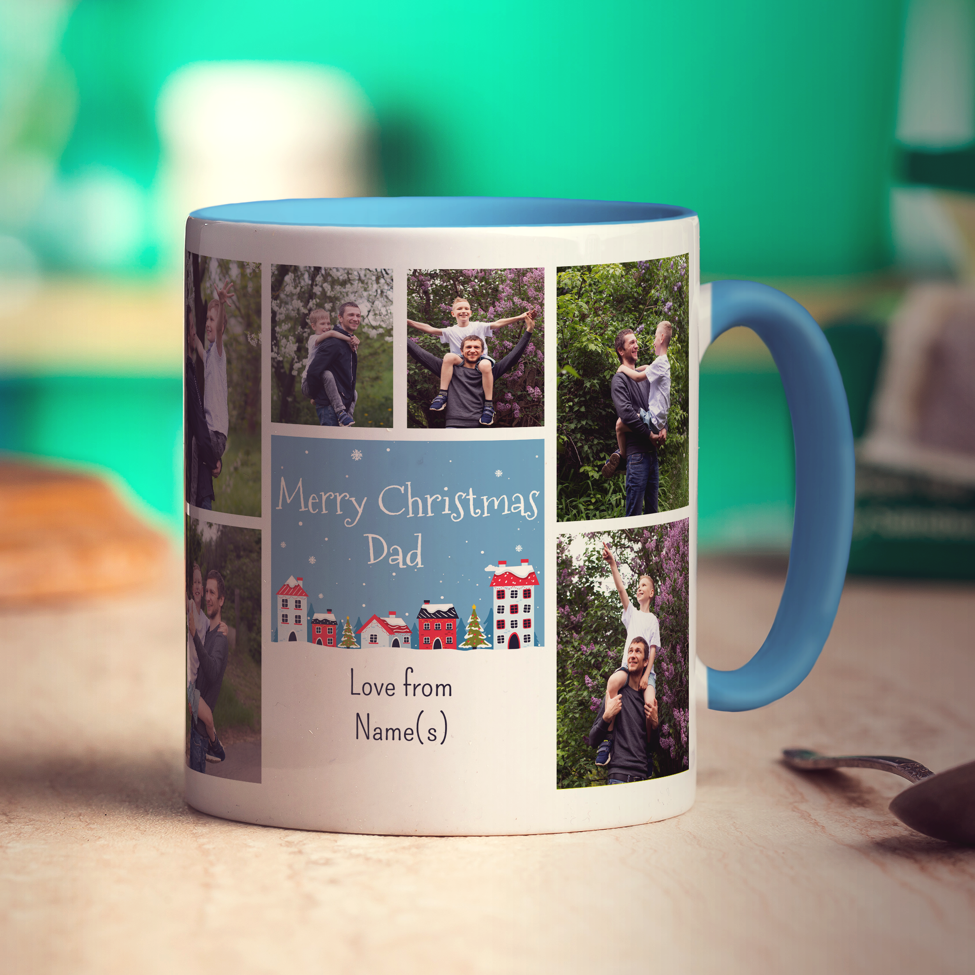 6 Photo and Text Merry Christmas Dad Mug