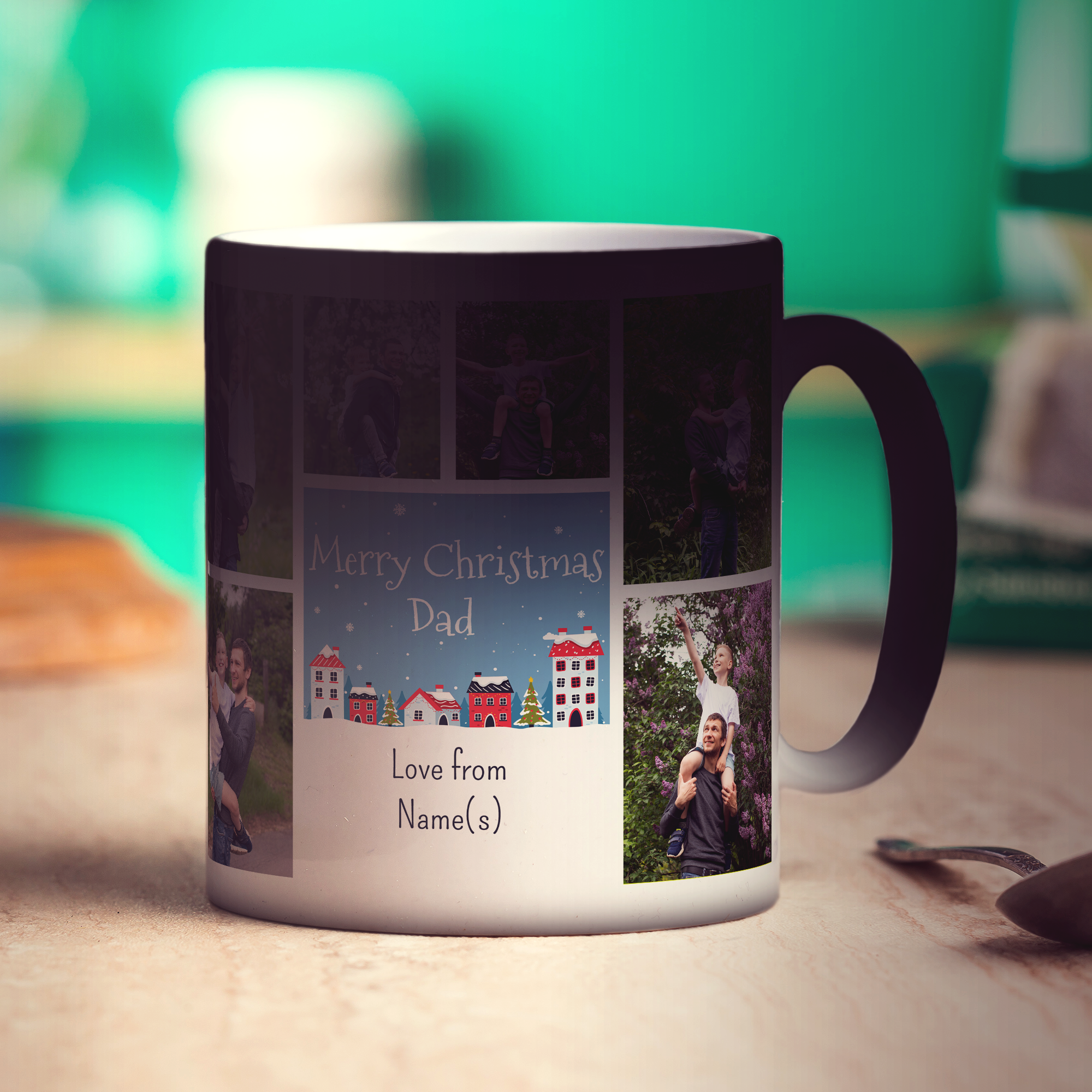6 Photo and Text Merry Christmas Dad Mug