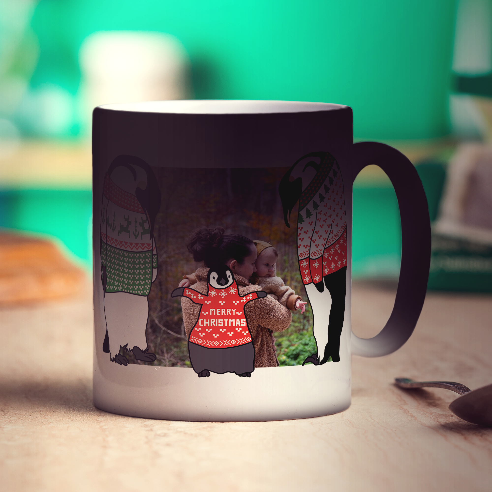 Family Penguin Photo Mug - Standard 330ml (11oz) / Magic Mug