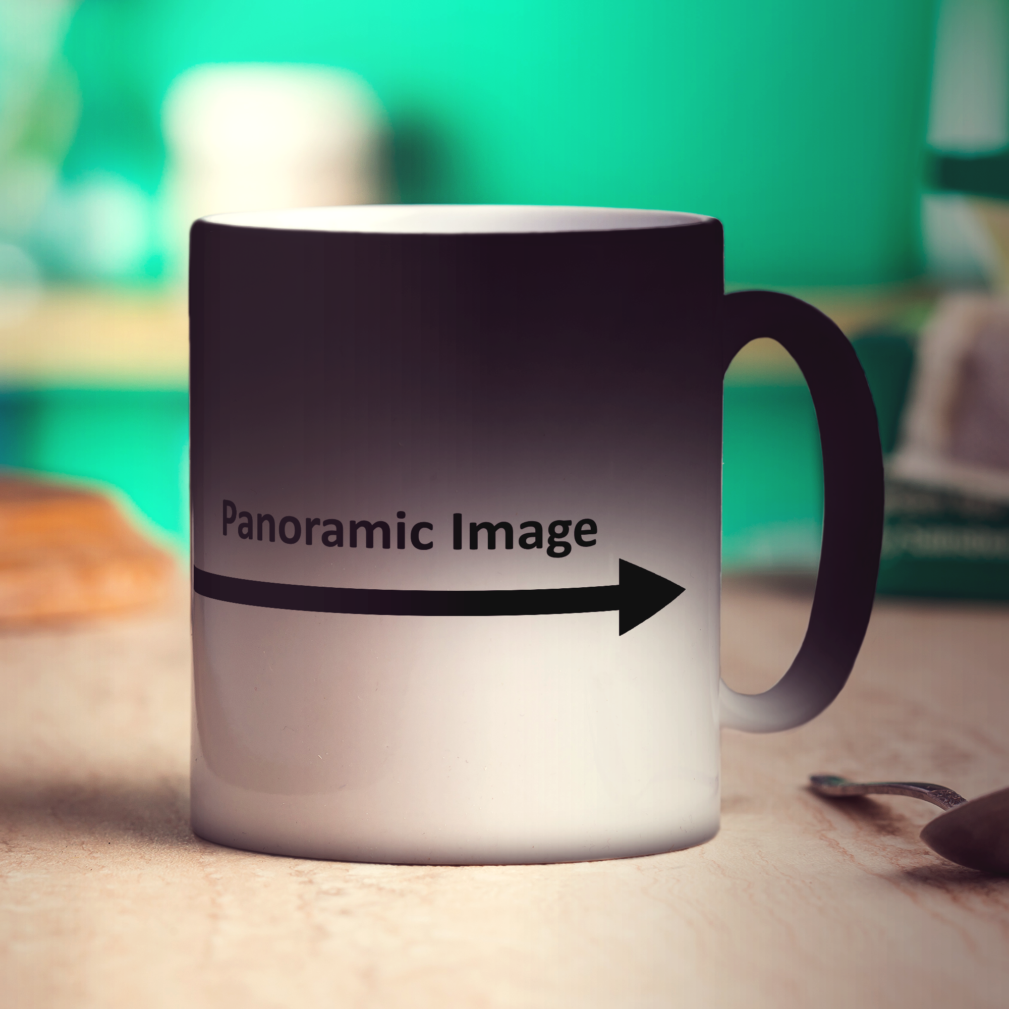Panoramic Mug with Promotional Text