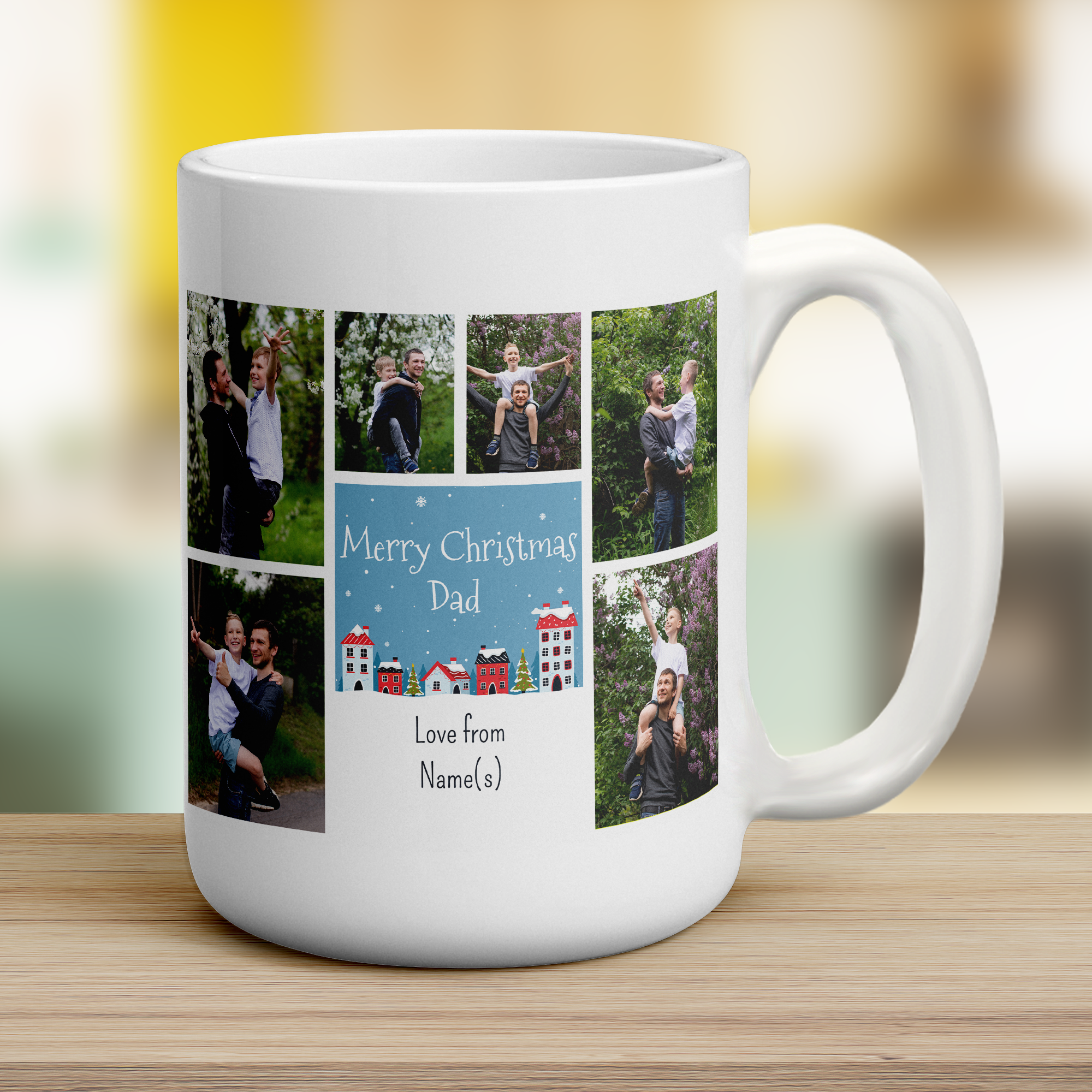 6 Photo and Text Merry Christmas Dad Mug