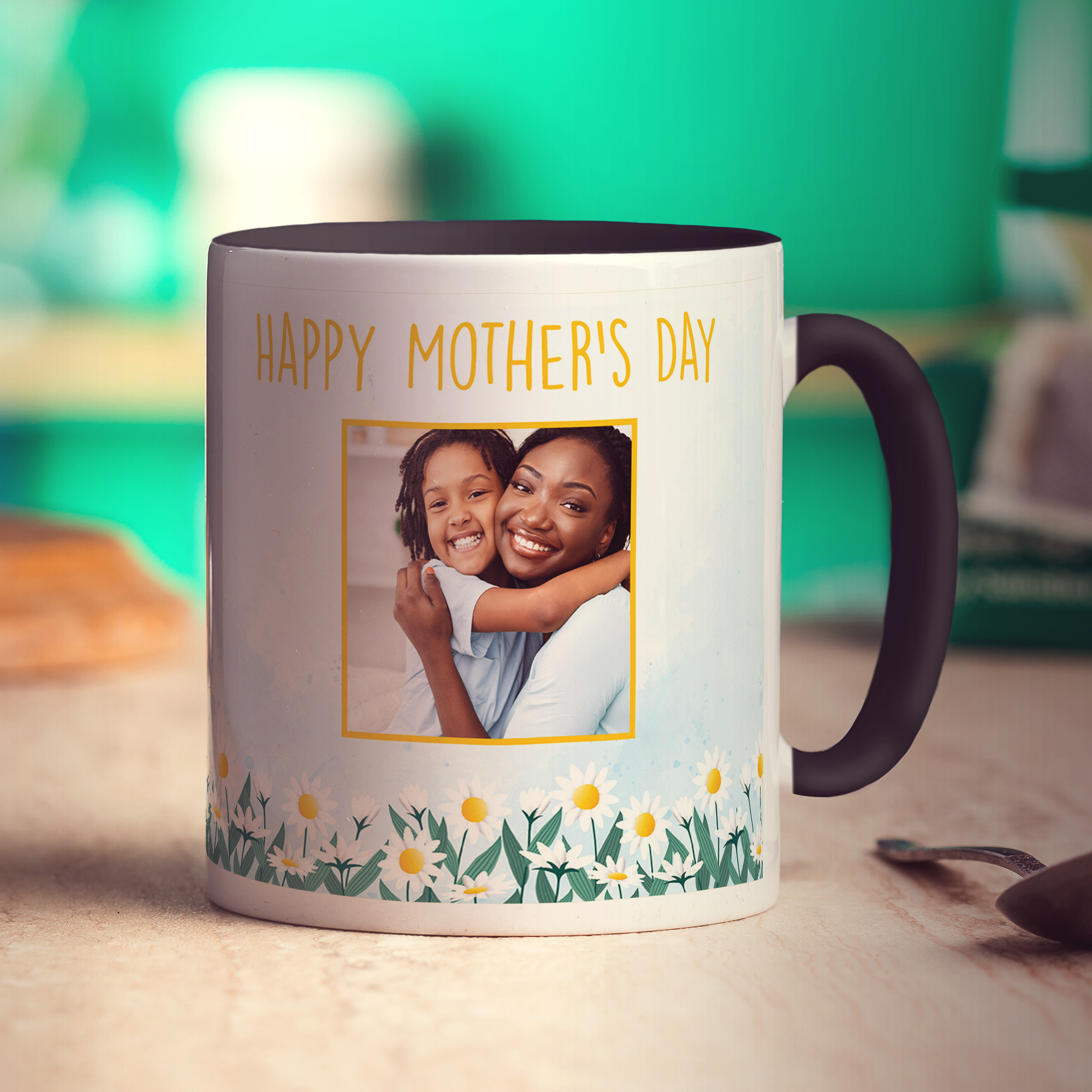 Mother's Day Flower Photo Mug - Standard 330ml (11oz) / Black